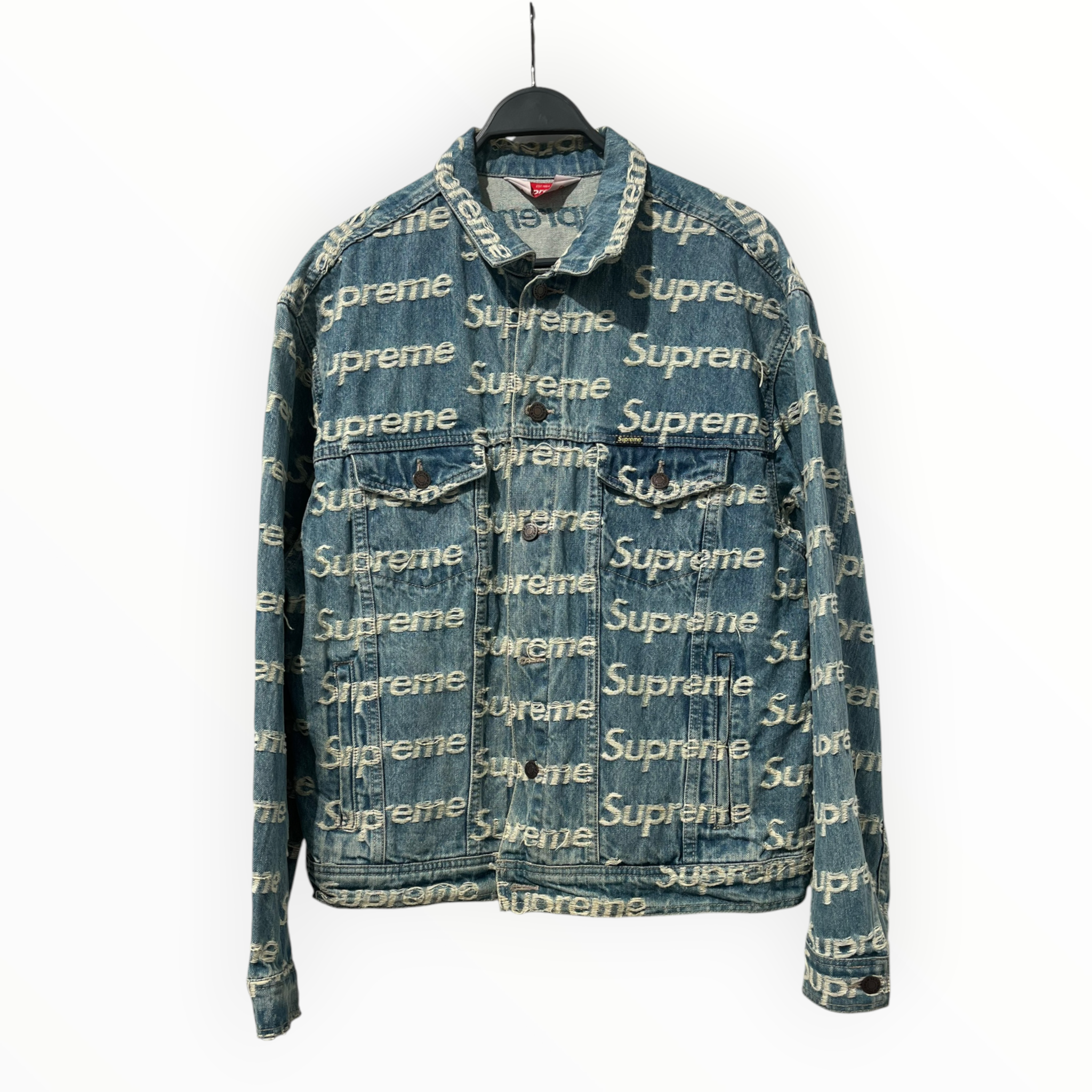 Supreme/Denim Jkt/L/Cotton/BLU/LOGO PRINT DENIM TRUCKER view 1