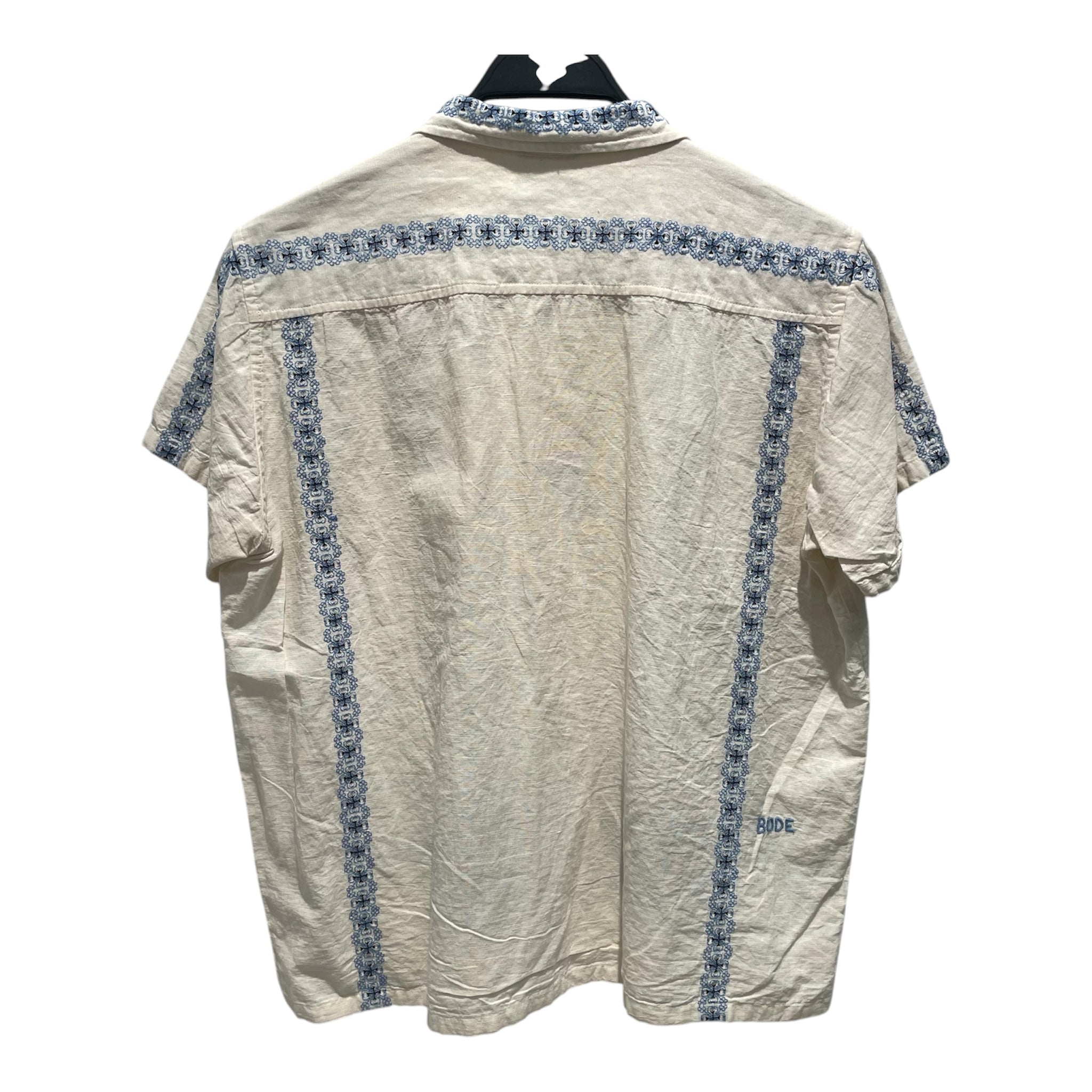 BODE/SS Shirt/S/Linen/CRM/Graphic/Twin Birds Embroidered Mosaic view 2