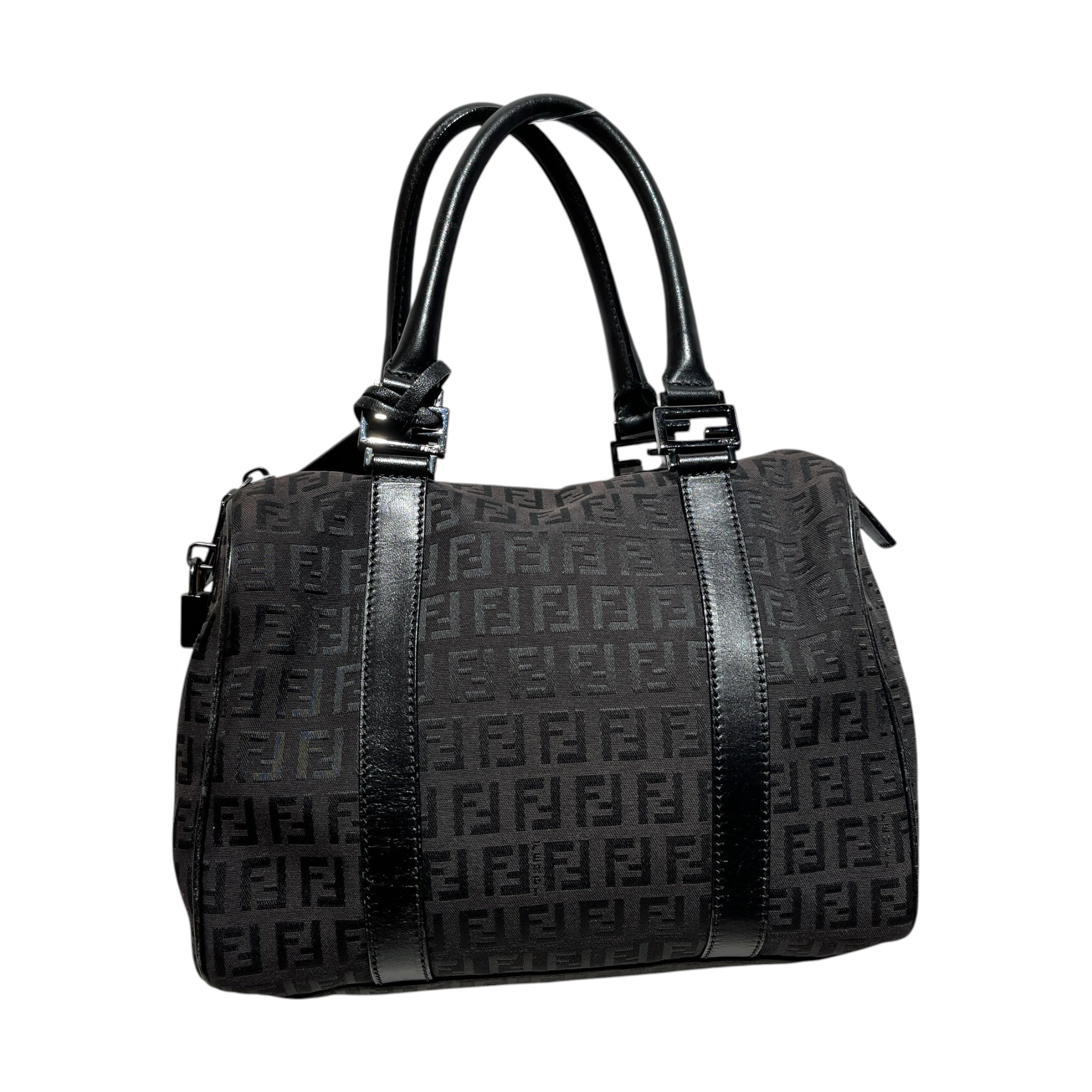 FENDI/Boston Bag/Monogram/Nylon/BLK/Black Zucca Boston Mini view 3
