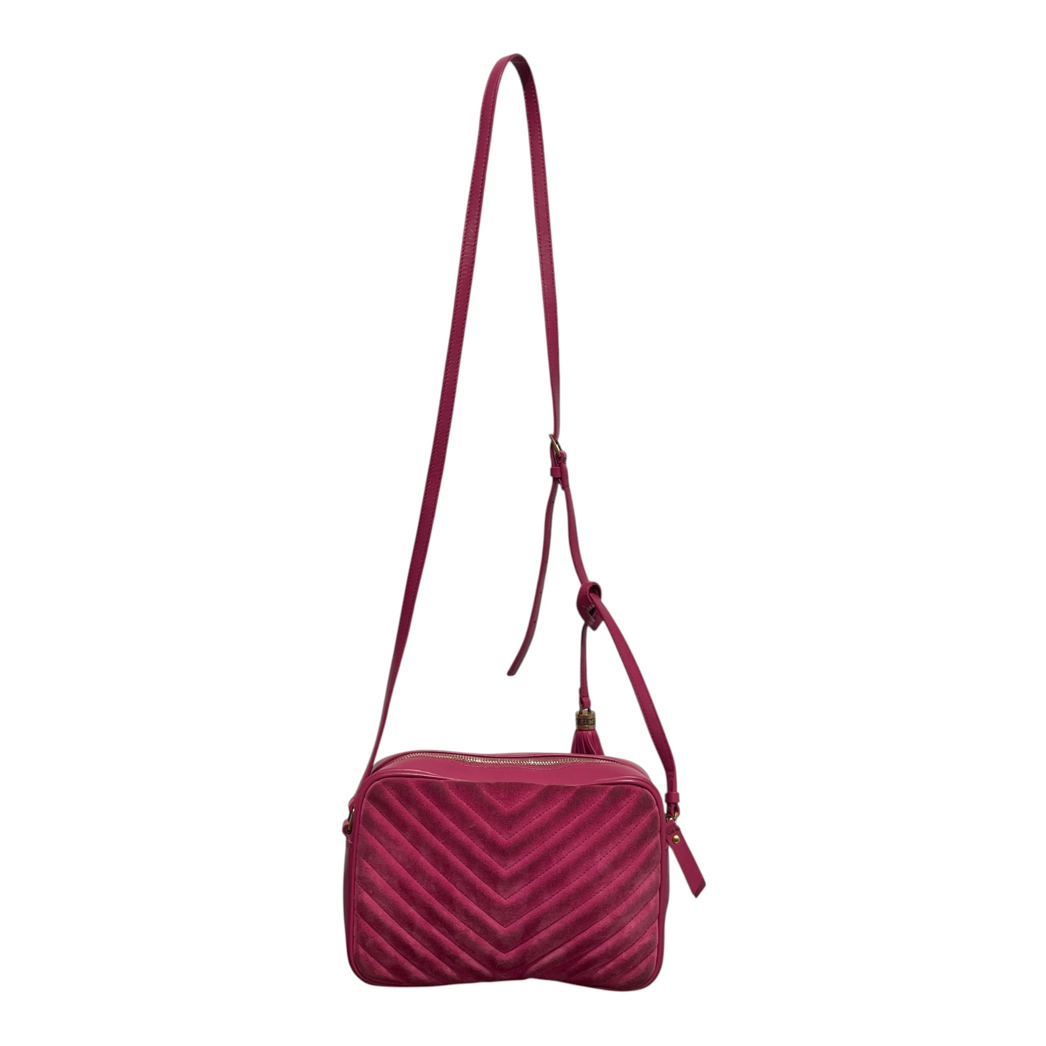 YVES SAINT LAURENT/Cross Body Bag/PNK/ysl suede pink crossbody view 2