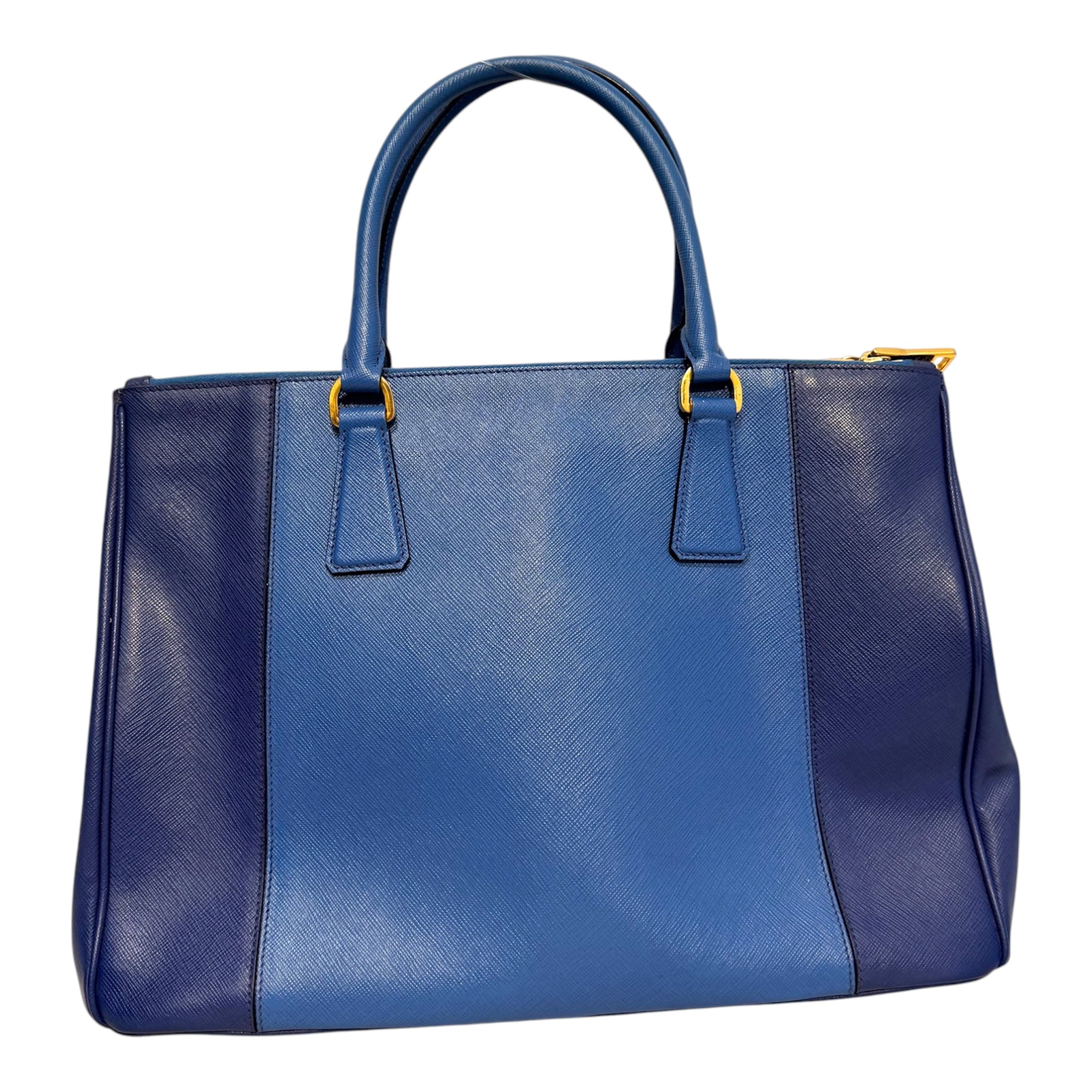 PRADA/Tote Bag/Leather/NVY/Bicolor Double Zip Lux Tote view 3