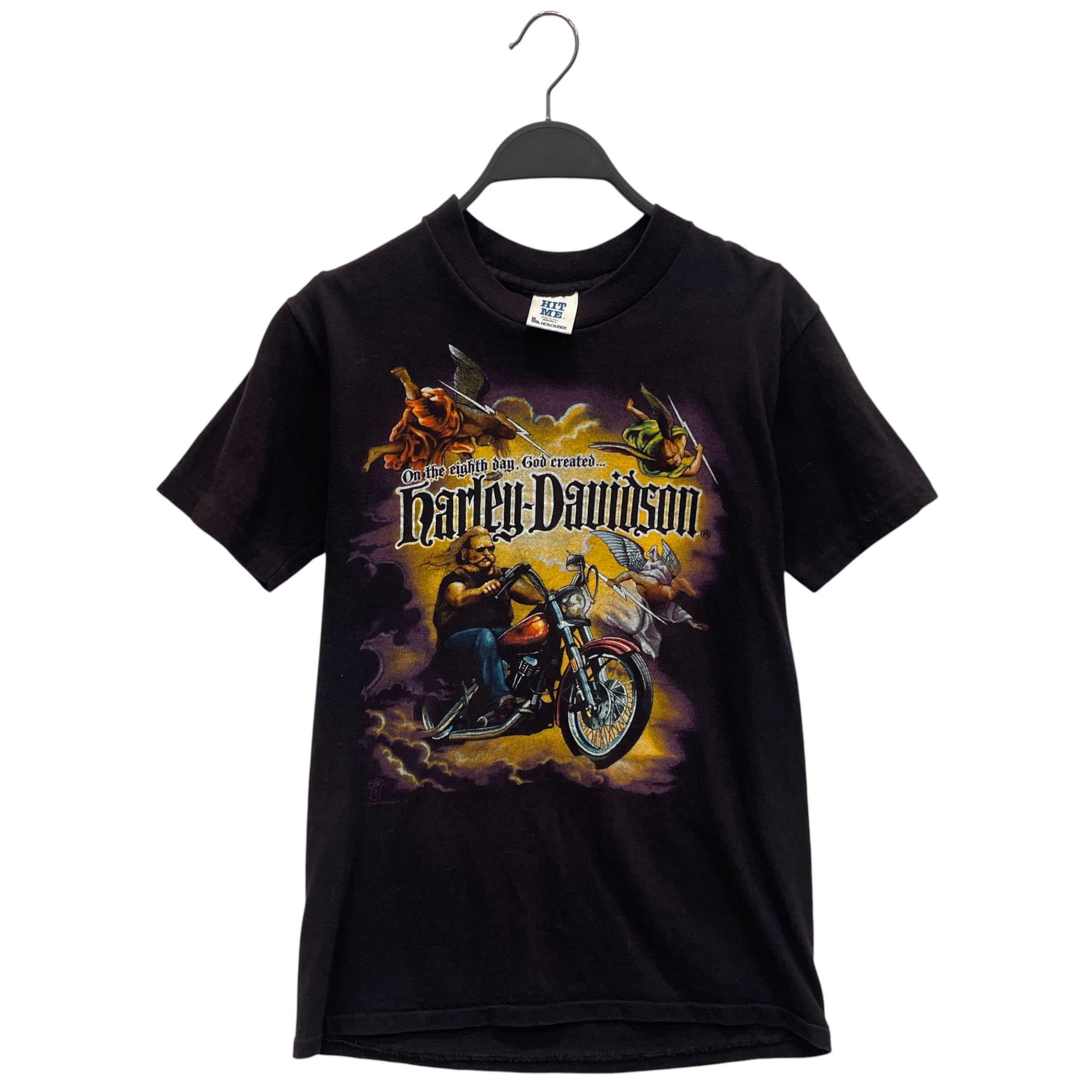 HARLEY DAVIDSON/T-Shirt/S/Cotton/BLK/GOD CREATED HARLEY view 1