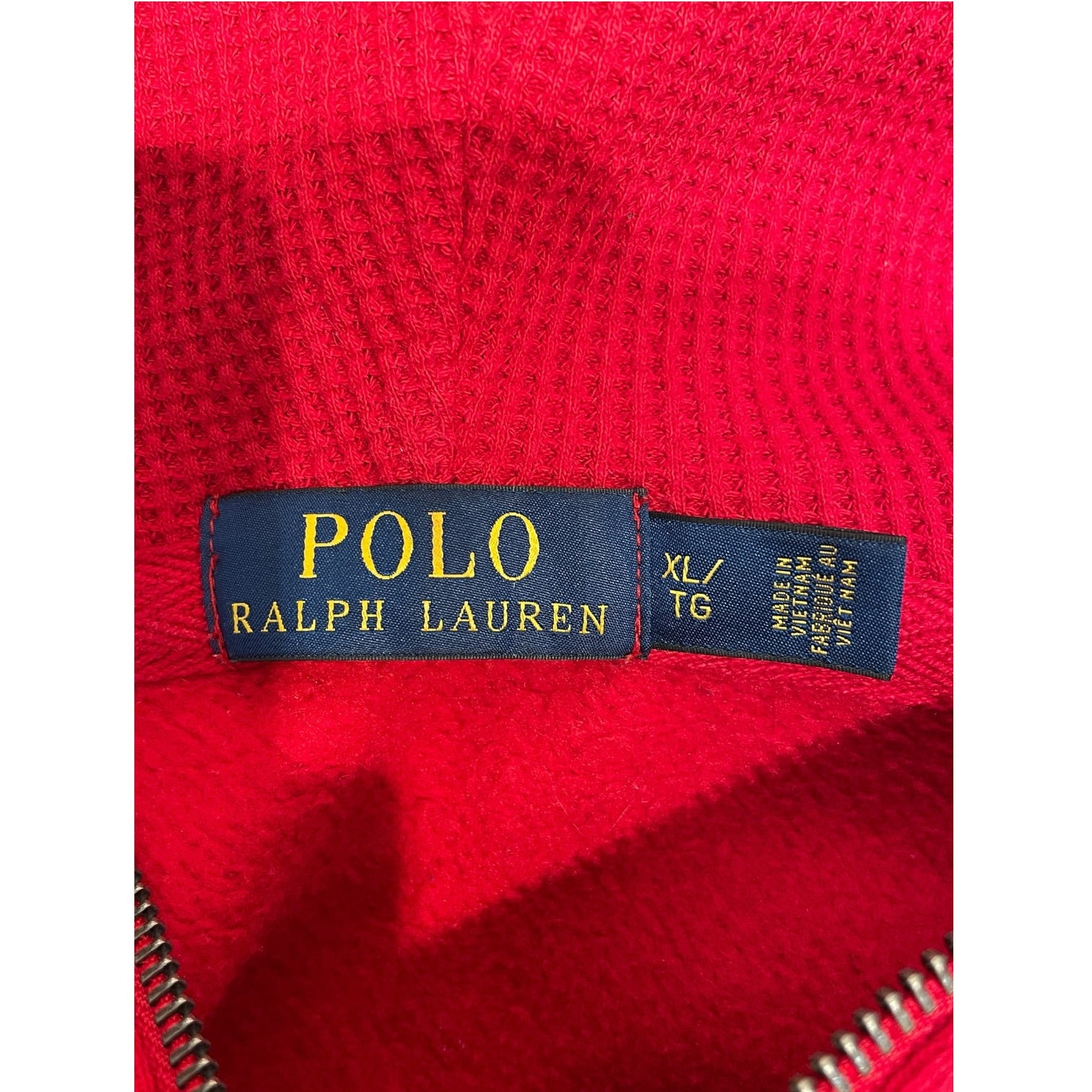 POLO RALPH LAUREN/Heavy Cardigan/XL/Cotton/RED/High Neck/BIG PONY view 3