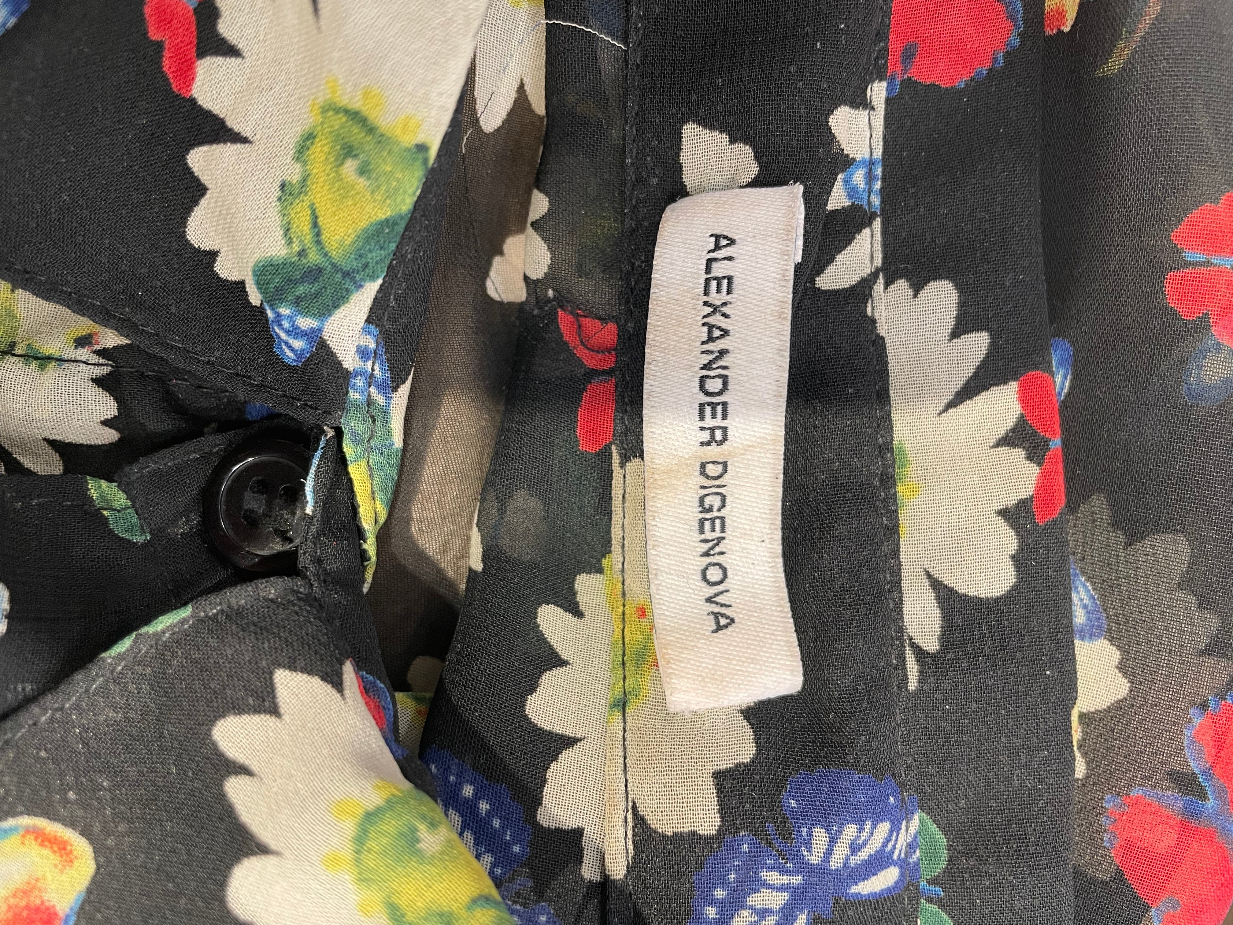 ALEXANDER DIGENOVA/LS Shirt/L/Rayon/BLK/Floral Pattern/FLOWERS AND BUTTERFLIES view 3