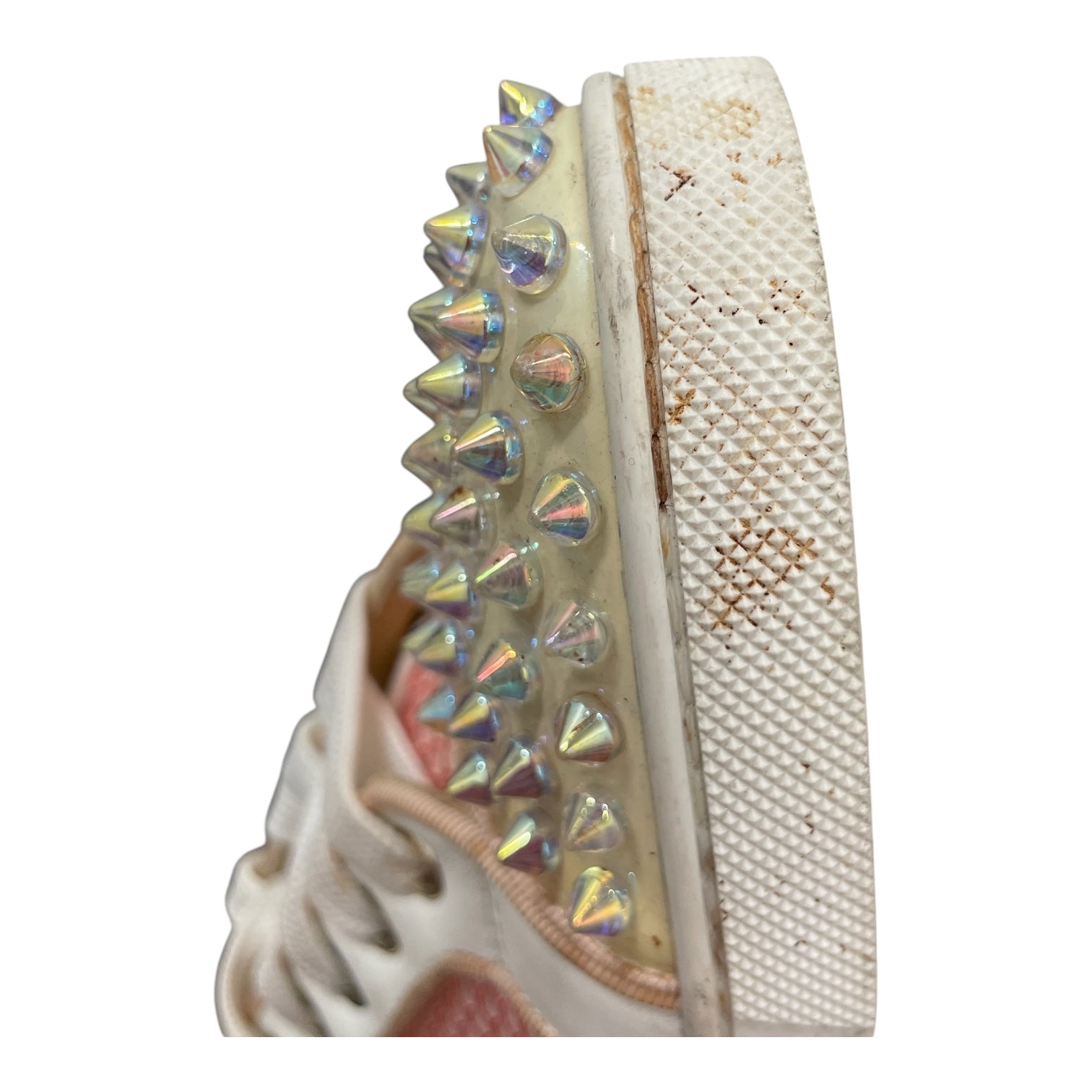 Christian Louboutin/Low-Sneakers/EU 38.5/All Over Print/Leather/WHT/PINK FISHNET view 8
