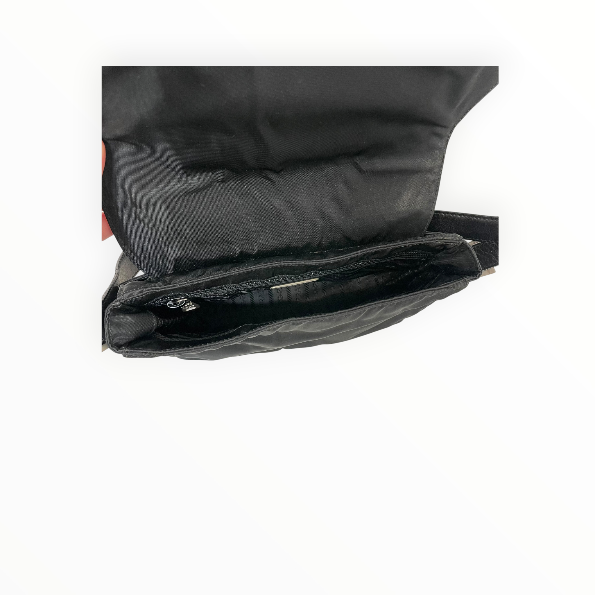 PRADA/Bag/Nylon/BLK/leather flap messenger vintage view 4