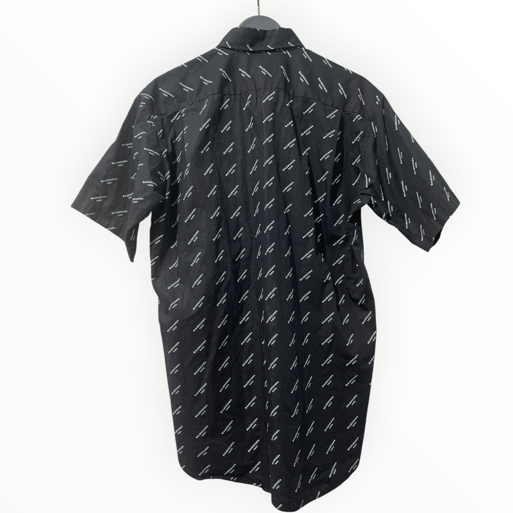 BALENCIAGA/Shirt/38/Cotton/BLK/Monogram/BUTTON COLLAR WHITE LOGO view 2