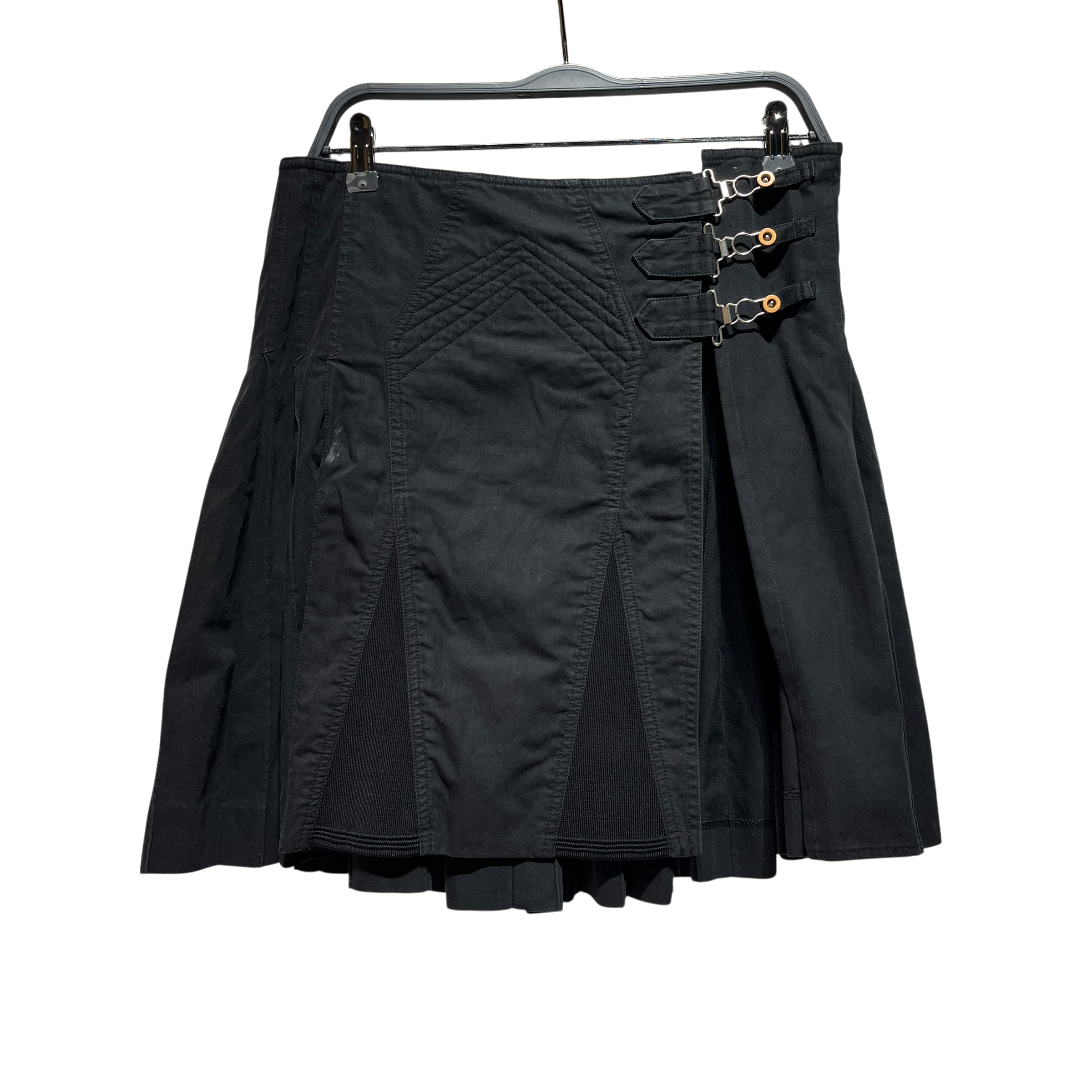 Jean Paul GAULTIER FEMME/Skirt/40/Cotton/BLK/Pleated/TRIPLE BUCKLE view 1