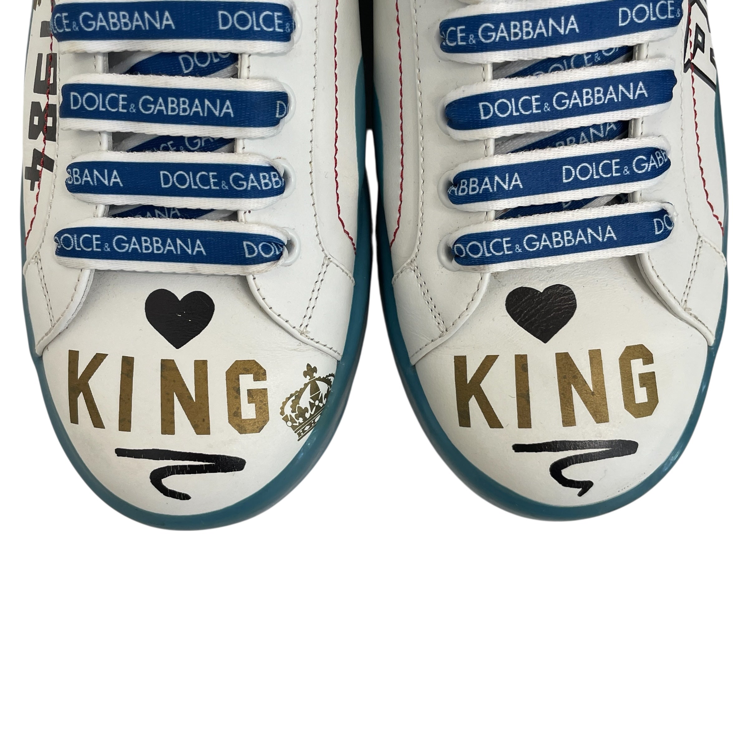 DOLCE&GABBANA/Low-Sneakers/US 8/All Over Print/Leather/WHT/DIPPED view 3