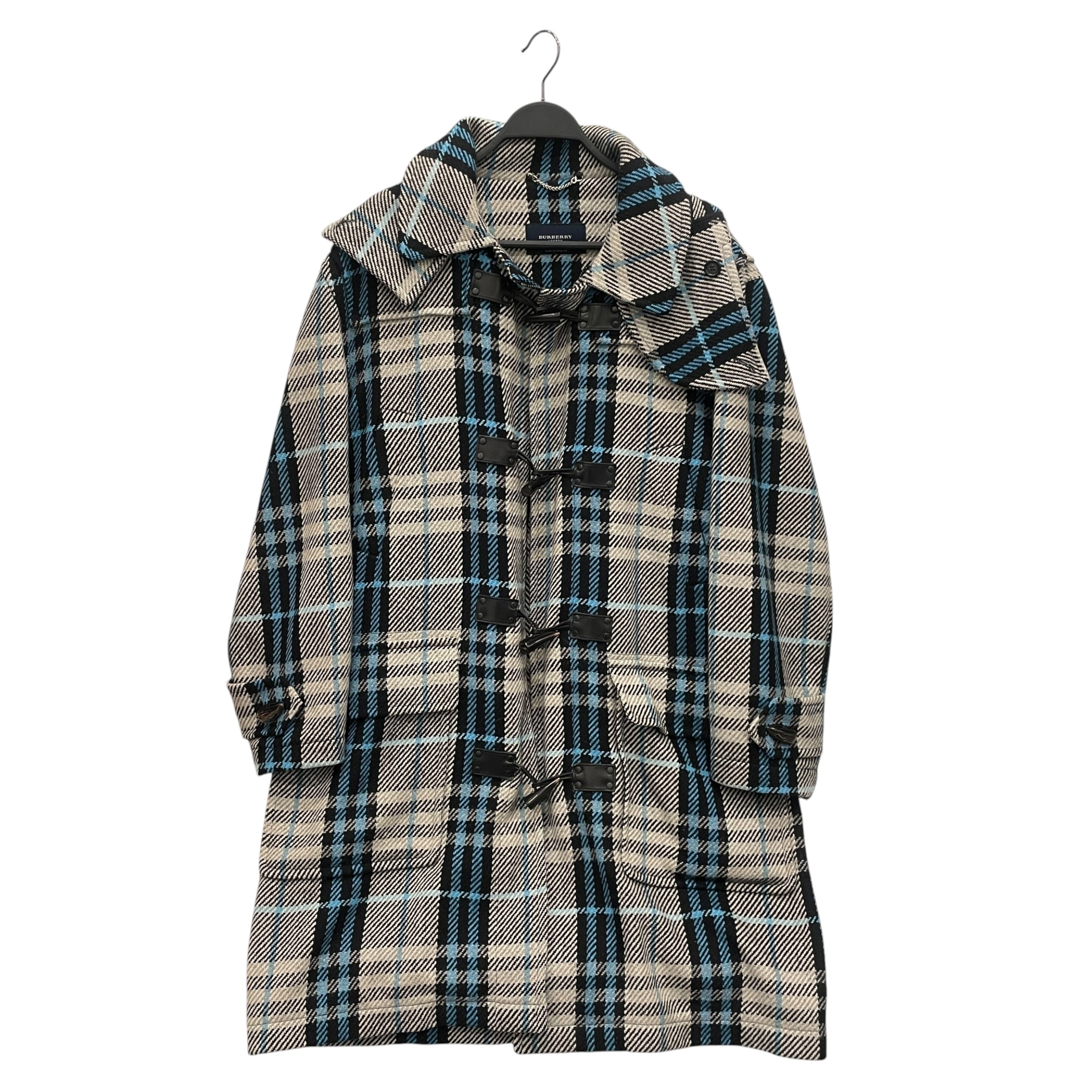 BURBERRY LONDON/Coat/Plaid/Wool/NVY/HOOD/TOGGLE CLASPS view 1