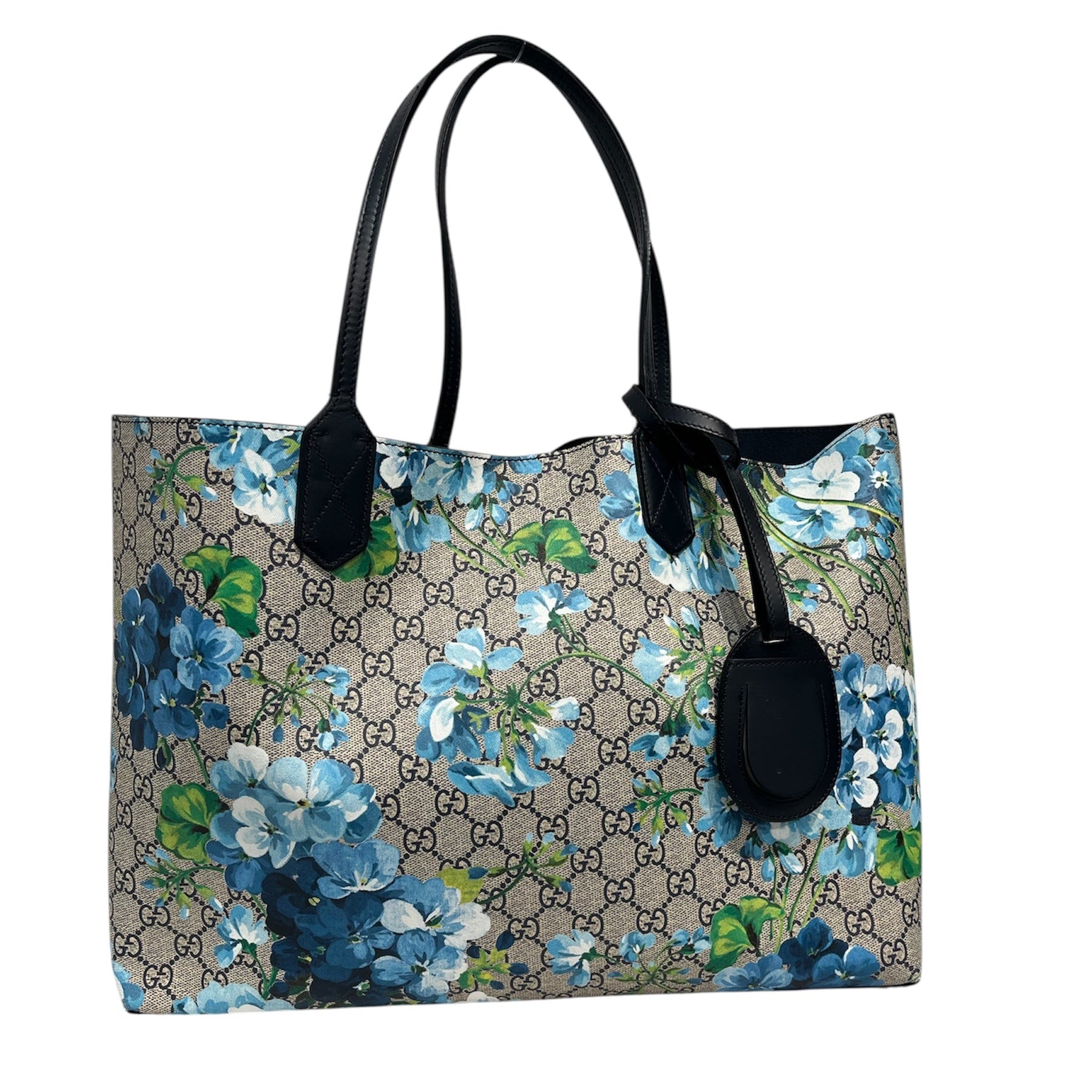 GUCCI/Tote Bag/Monogram/BLU/bloom floral black interior view 1