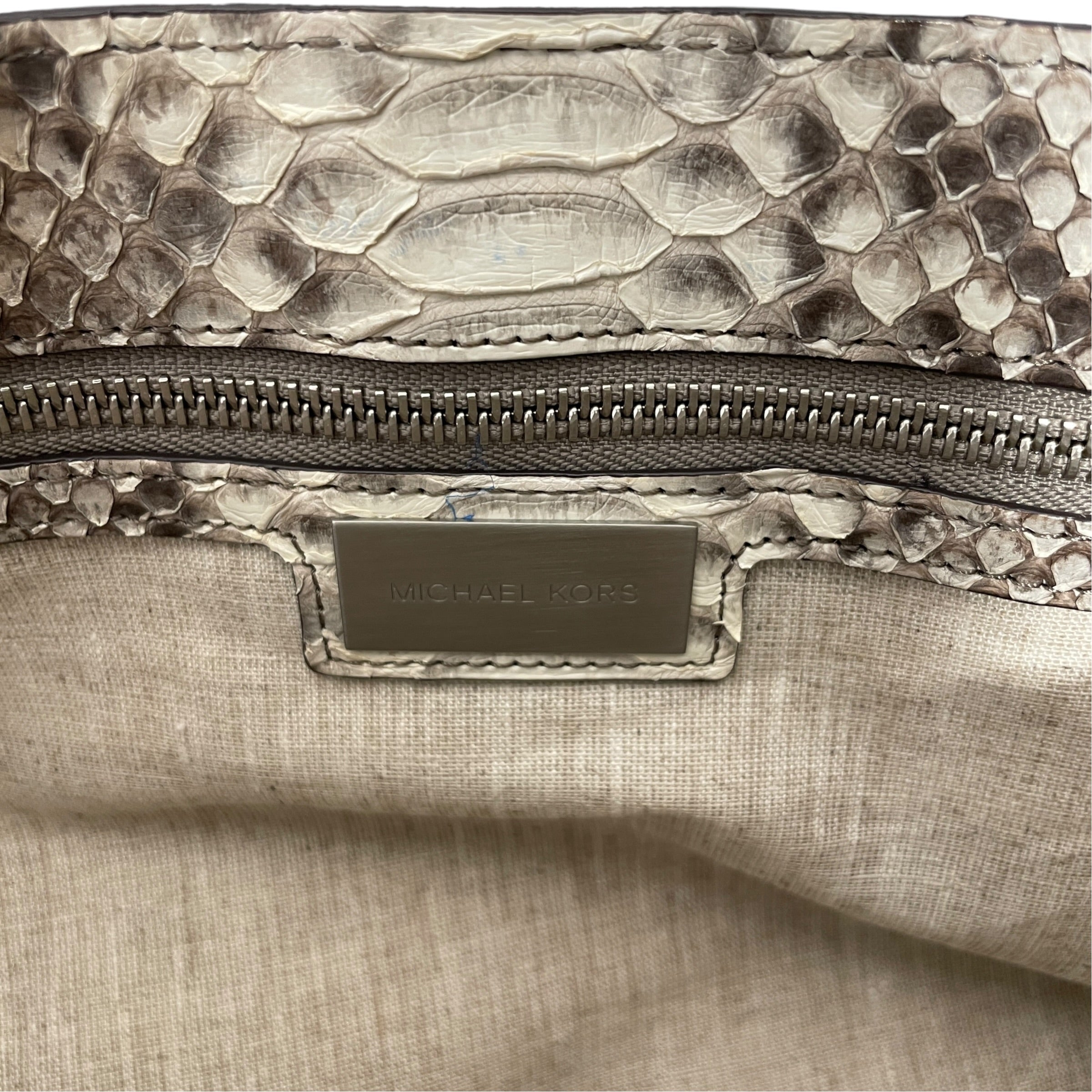 MICHAEL KORS/Cross Body Bag/Animal Pattern/KHK/snake skin fringe view 4