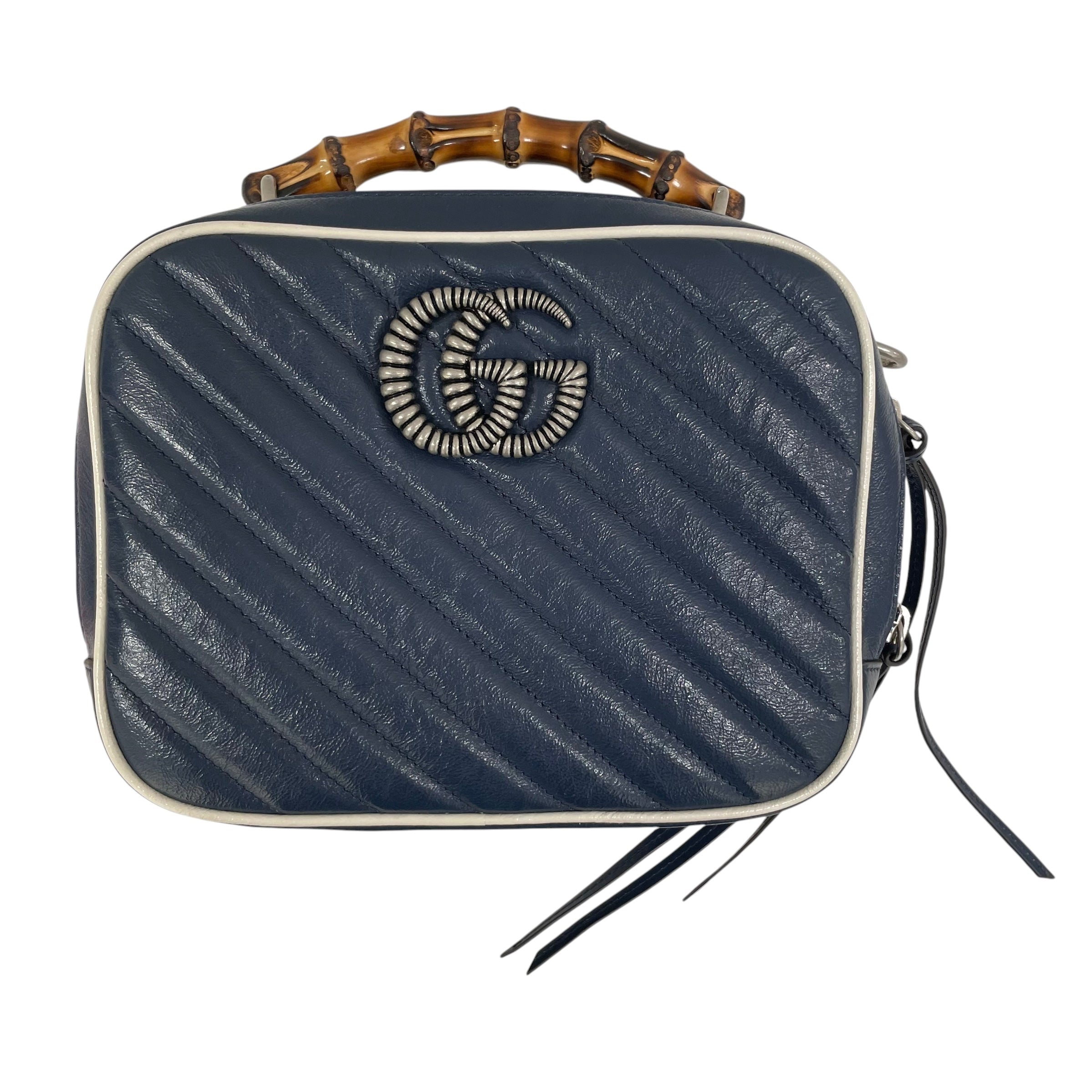 GUCCI/Cross Body Bag/Leather/NVY/mall camera/marmot/bamboo view 3