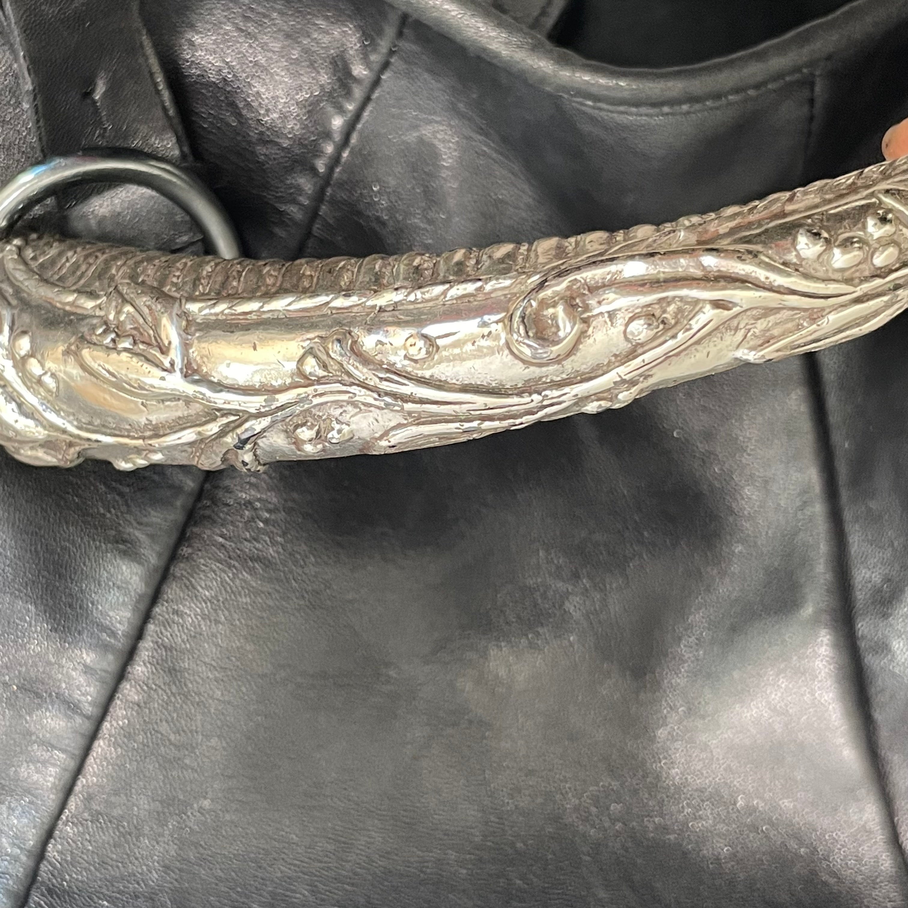 YVES SAINT LAURENT/Hand Bag/Leather/BLK/VINTAGE Y2K MOMBASA view 4