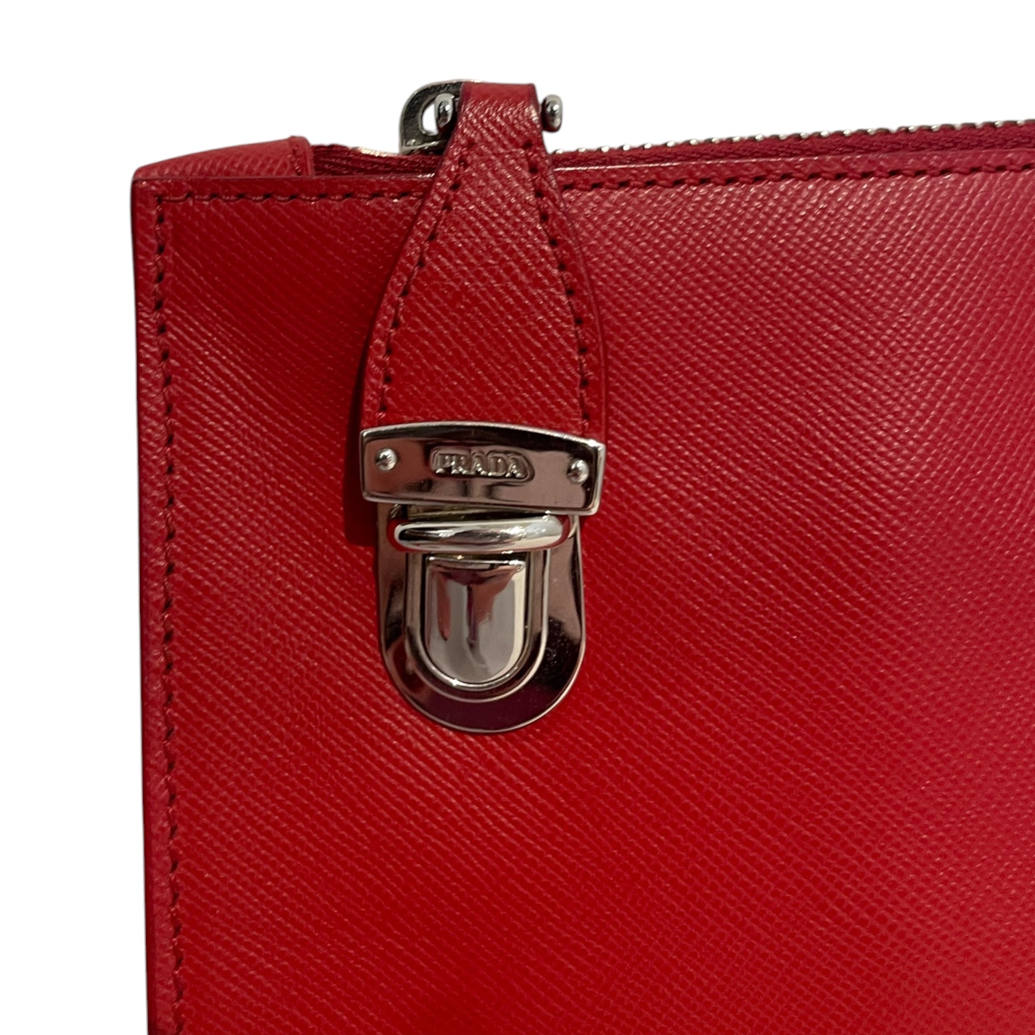 PRADA/Clutch Bag/Leather/RED/Lux Clutch view 4