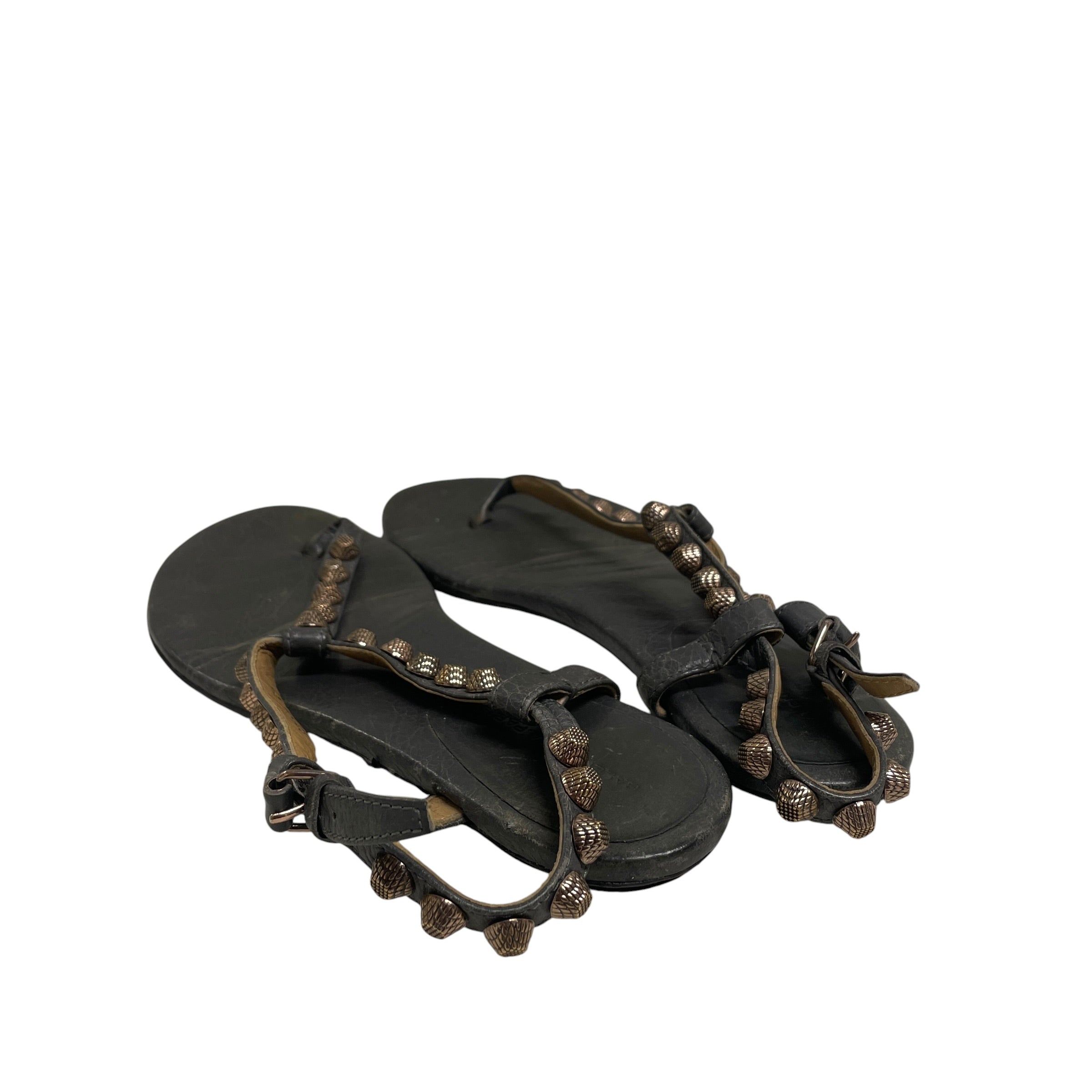 BALENCIAGA/Sandals/US 6/Leather/GRY/STUDDED SANDAL (ROSE GLD) view 2