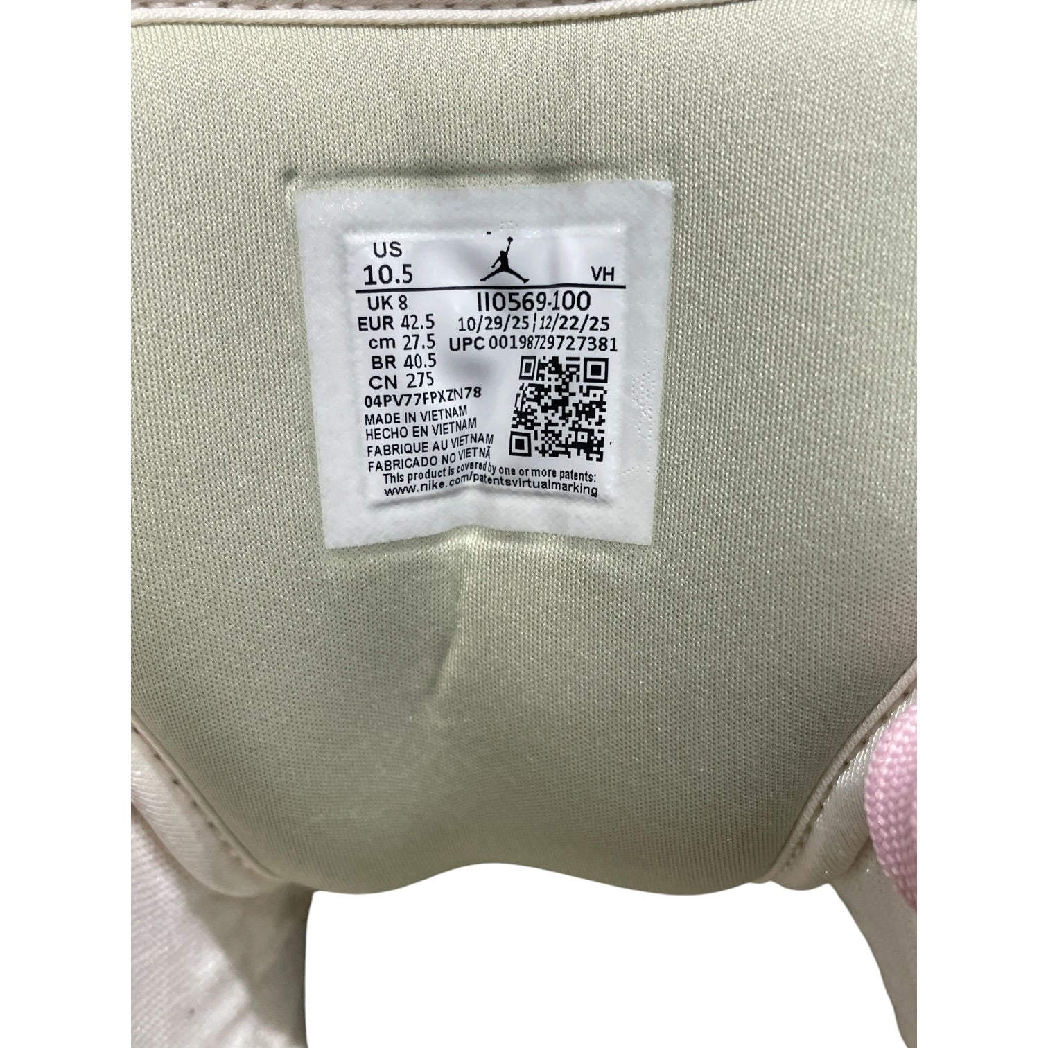 NIKE/Low-Sneakers/US 10.5/Cotton/CRM/JORDAN 1 OLIVE AURA II0569-100 view 4