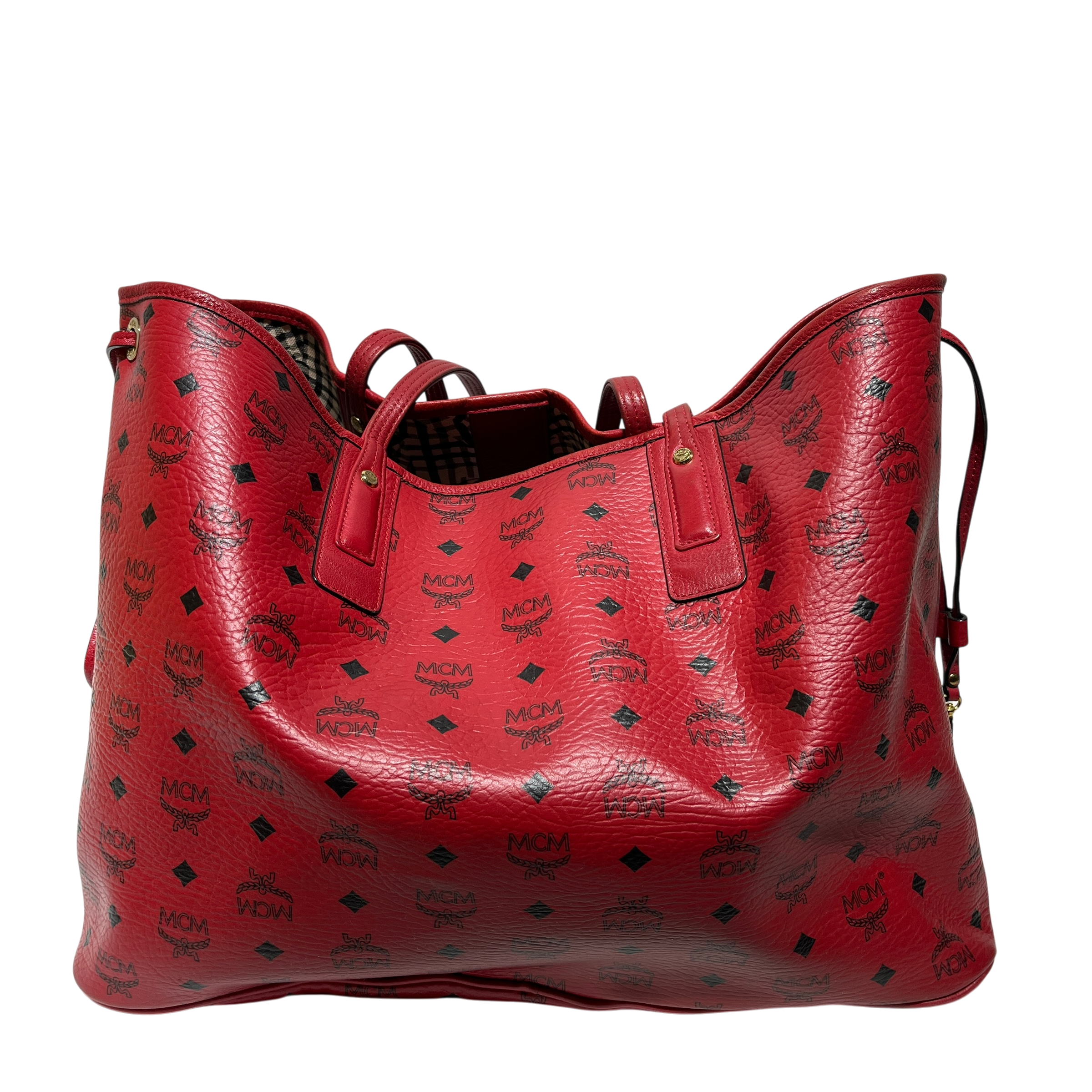 MCM/Tote Bag/Monogram/Leather/RED/Visetos reversible shopper view 2