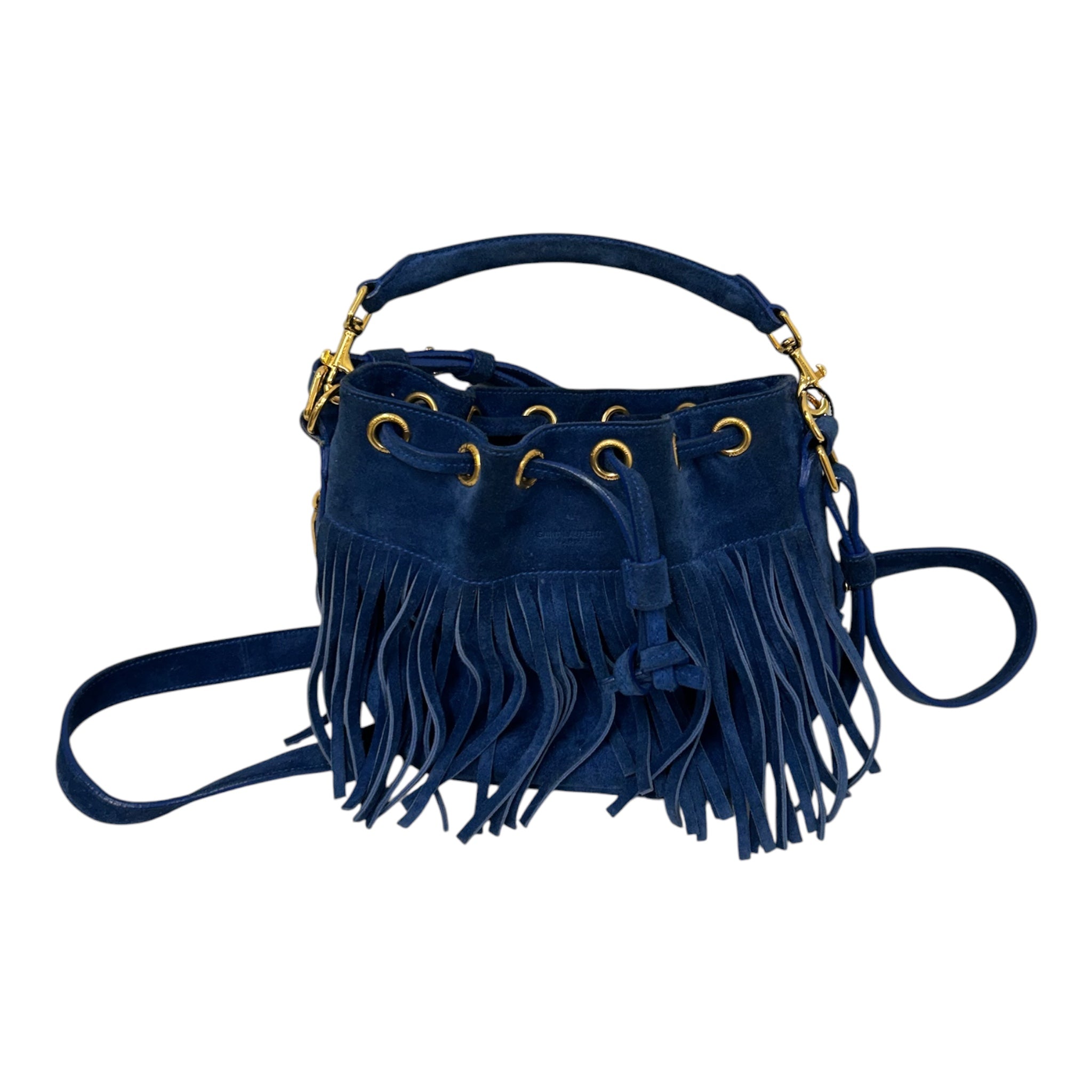 YVES SAINT LAURENT/Cross Body Bag/Suede/BLU/SADDLE BAG view 1