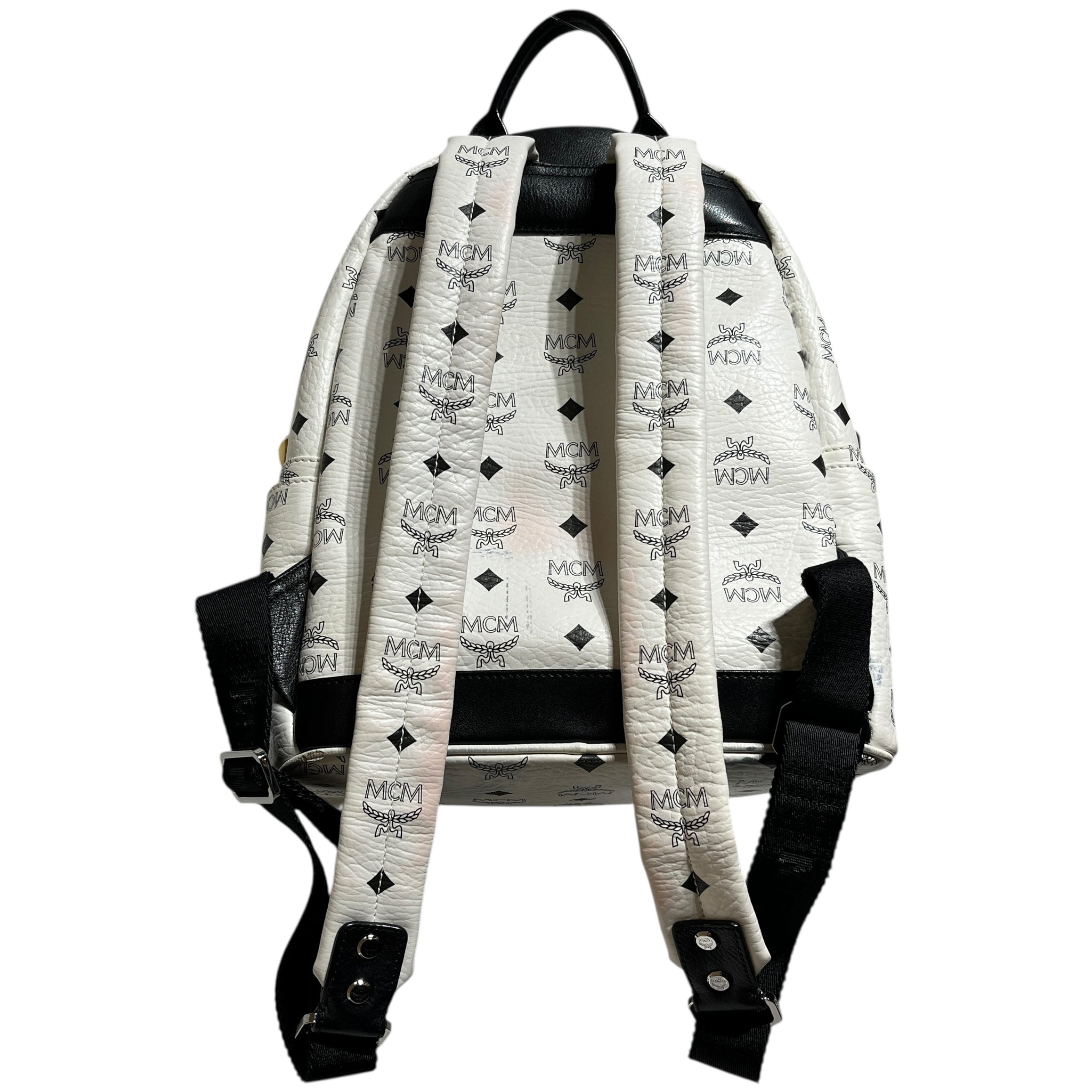 MCM/Backpack/Monogram/Leather/WHT/STARK VEGAN LEATHER view 3