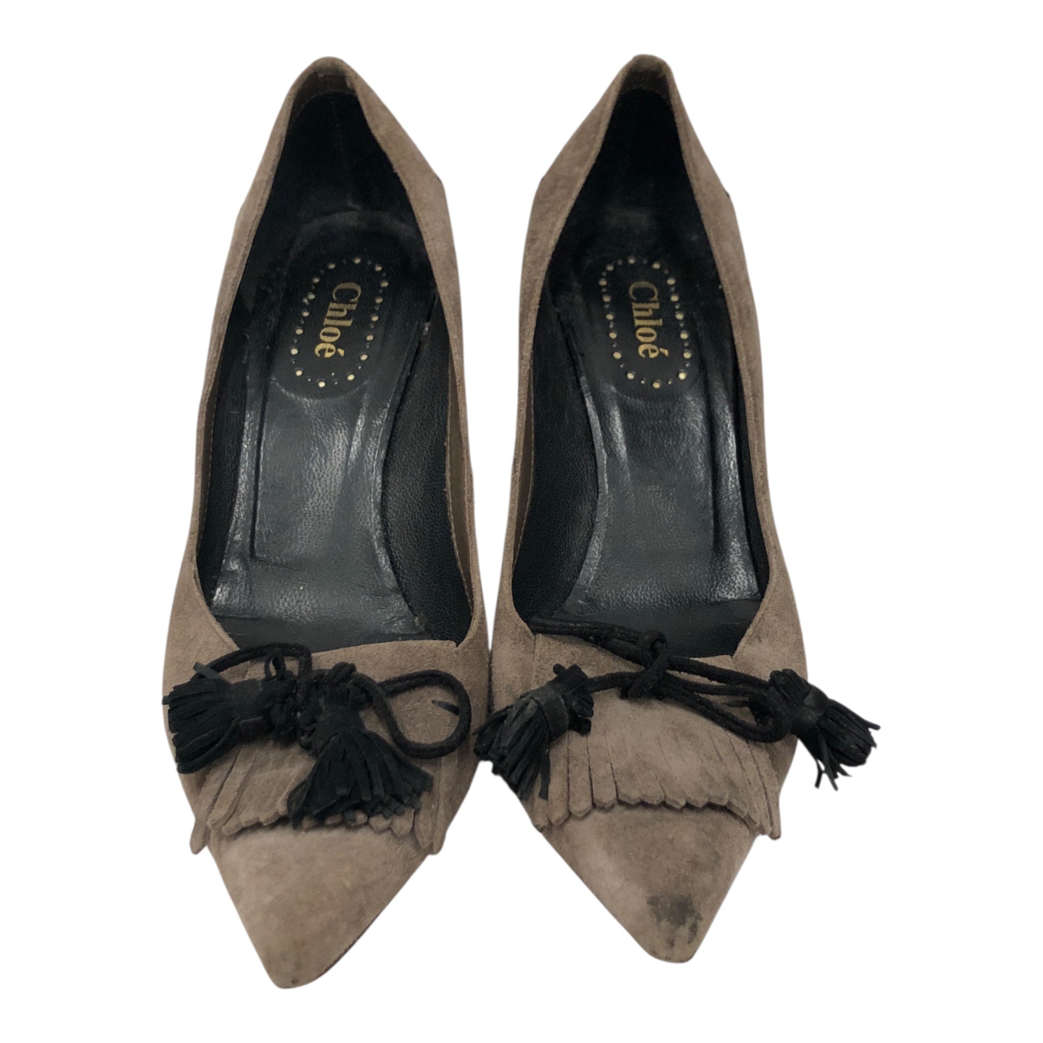 Chloe/Heels/US 5.5/Suede/GRY/FRINGE WITH BOW ON TOE view 3
