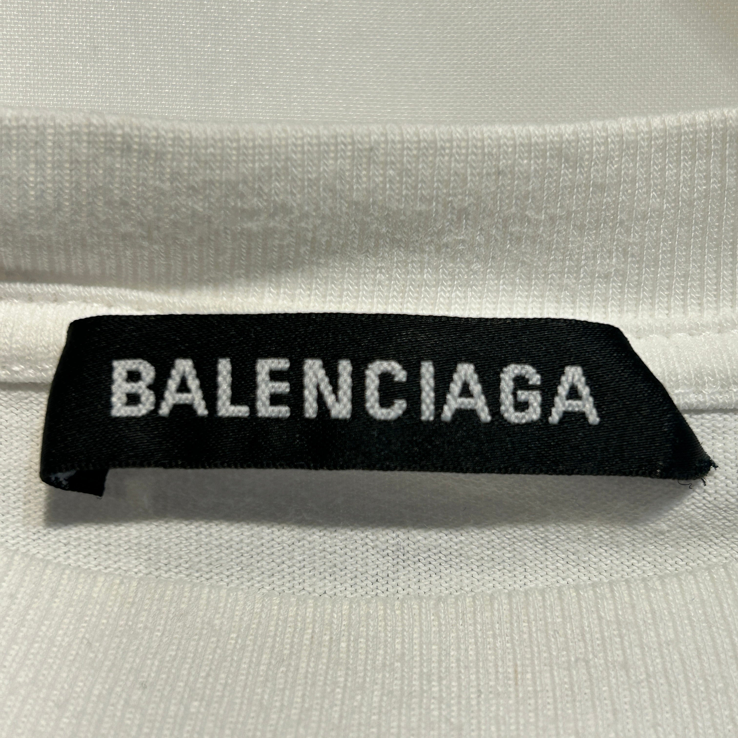 BALENCIAGA/T-Shirt/S/Cotton/WHT/SYMBOLIC LOGO 2019 view 3