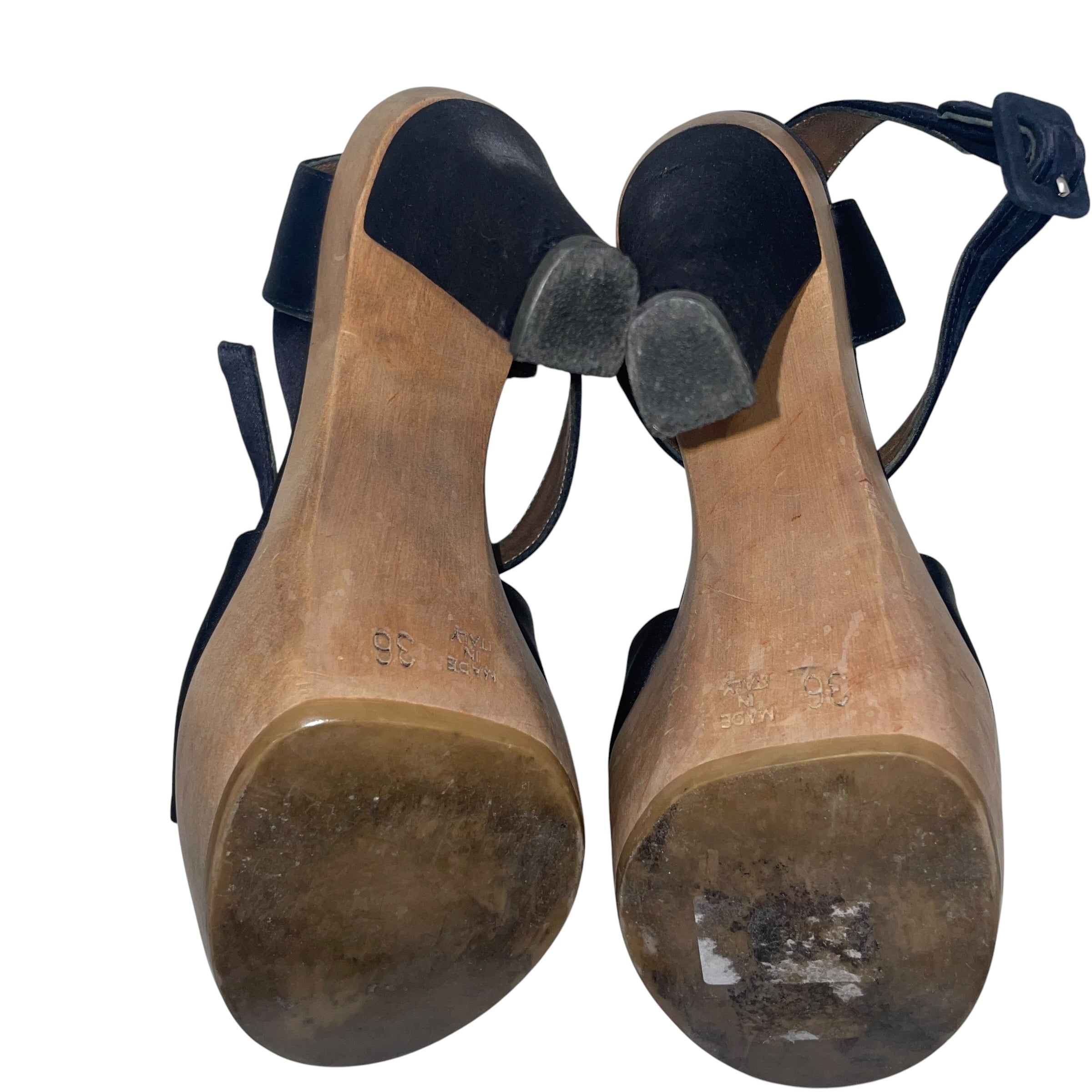 MARNI/Heels/US 6/BLK/MARNI VELOUR HEELS WOOD BOTTOM view 4
