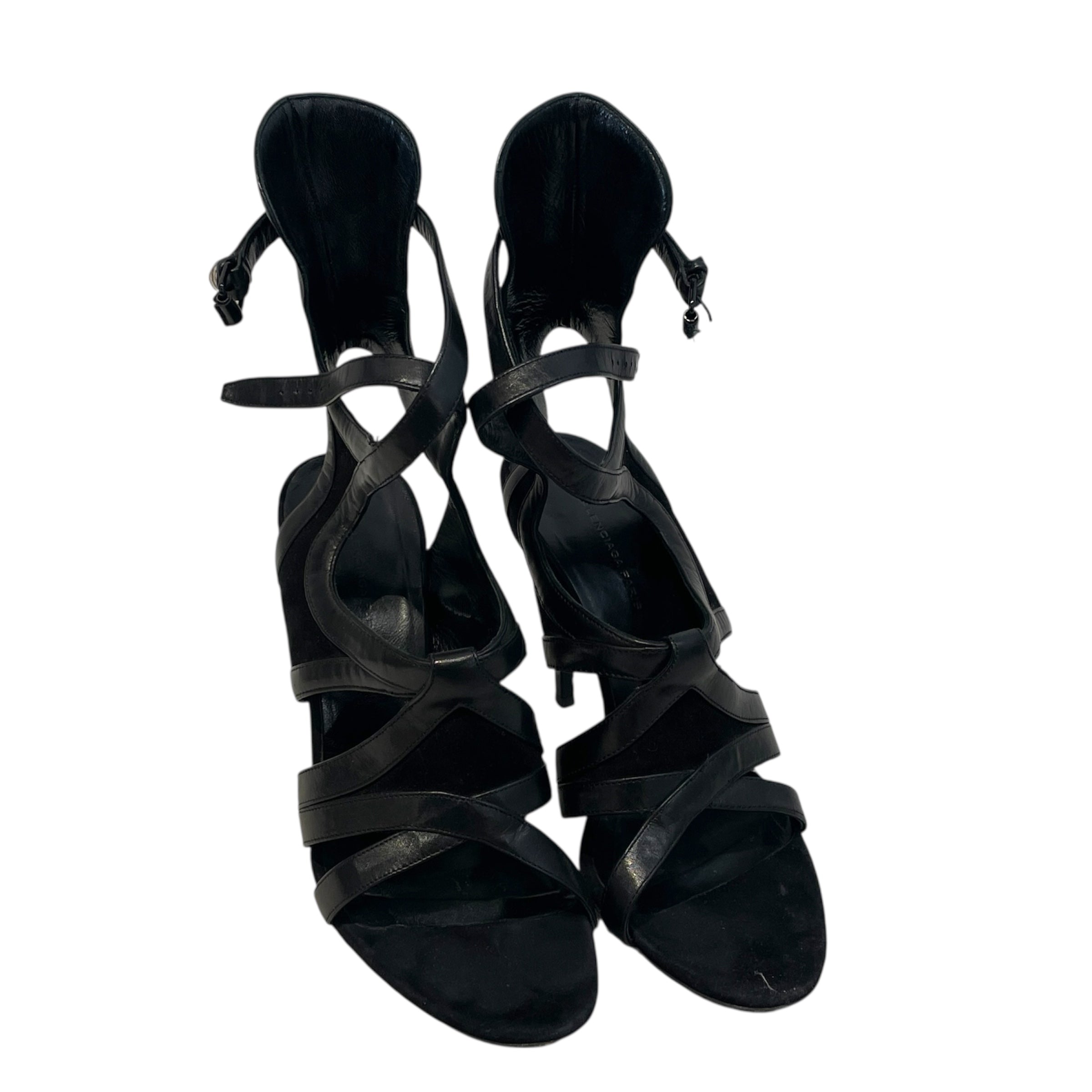 BALENCIAGA/Heels/EU 37.5/Leather/BLK/Strappy Gladiator view 1