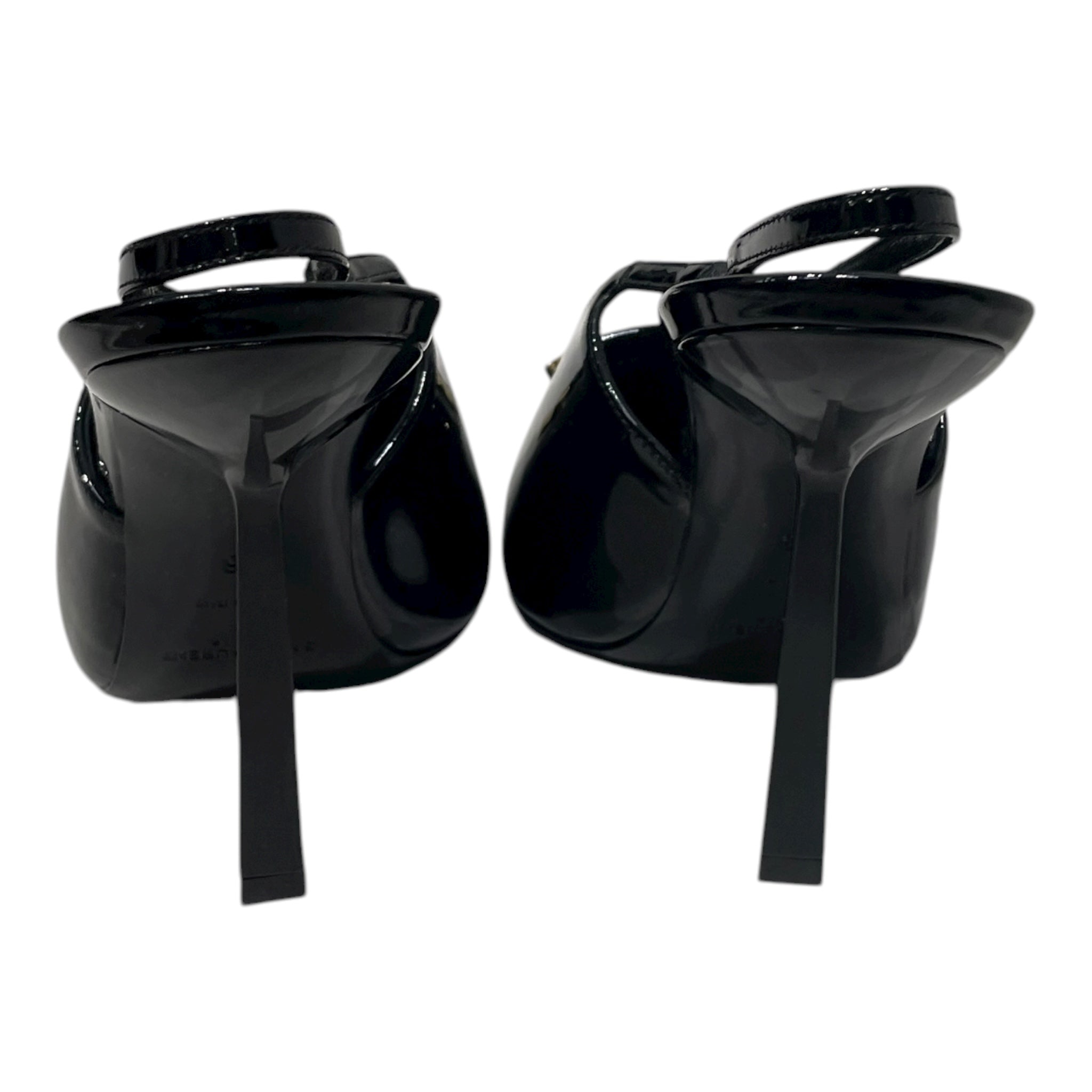 SAINT LAURENT/Heels/EU 36/Leather/BLK/BIG STONE TOE STRAP WRAP HEEL view 3