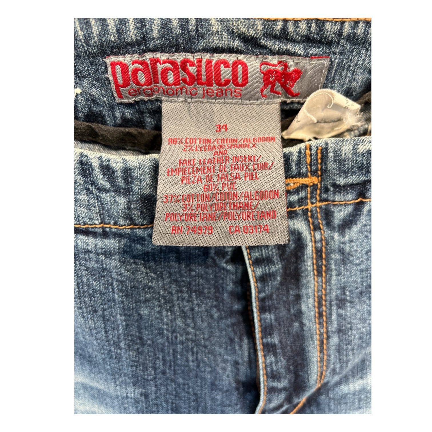parasuco/Bootcut Pants/34/Stripe/Denim/BLU/LEATHER PANEL BOOTCUT JEANS view 3