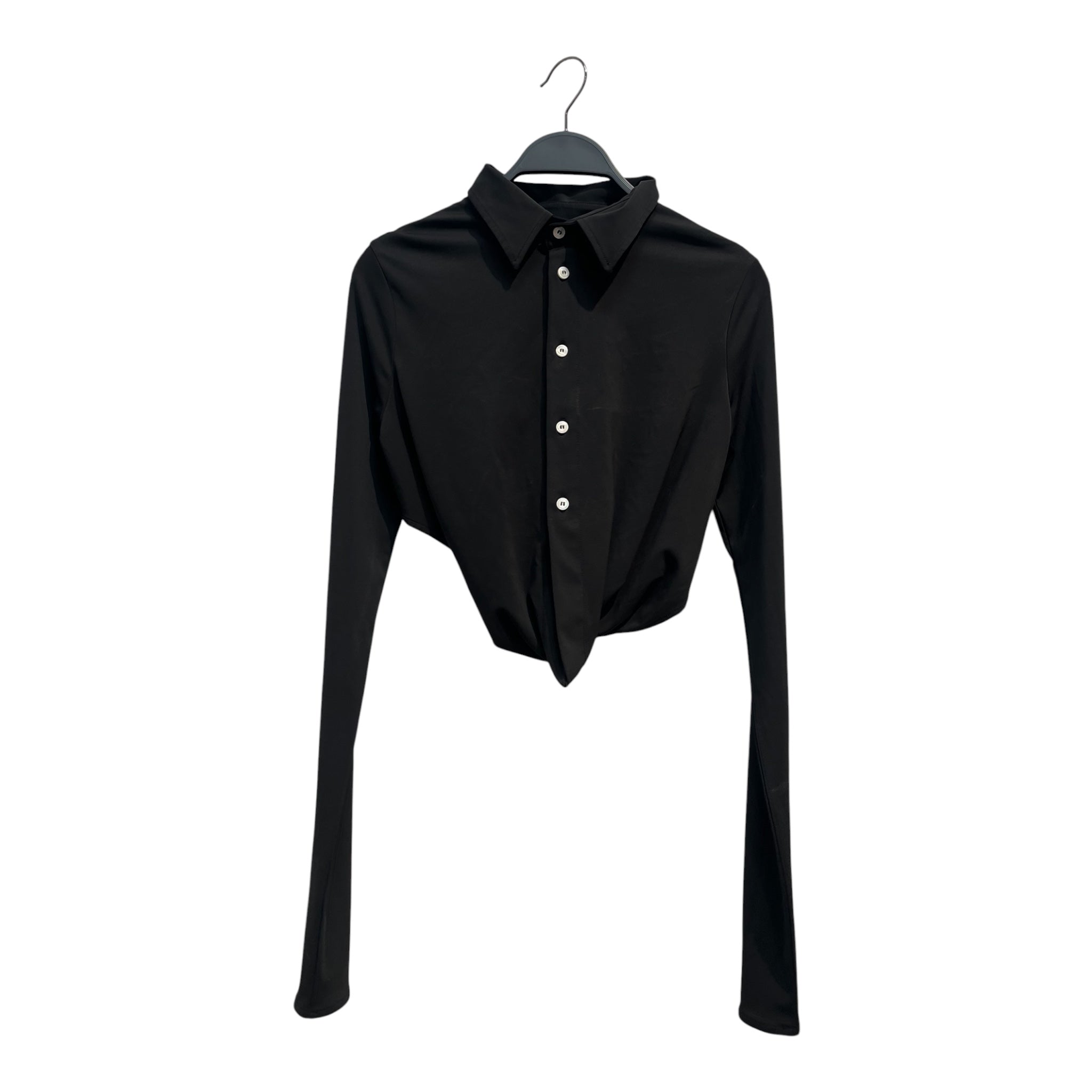 DIESEL/LS Shirt/S/Polyester/BLK/CROPPED BUTTON UP view 1