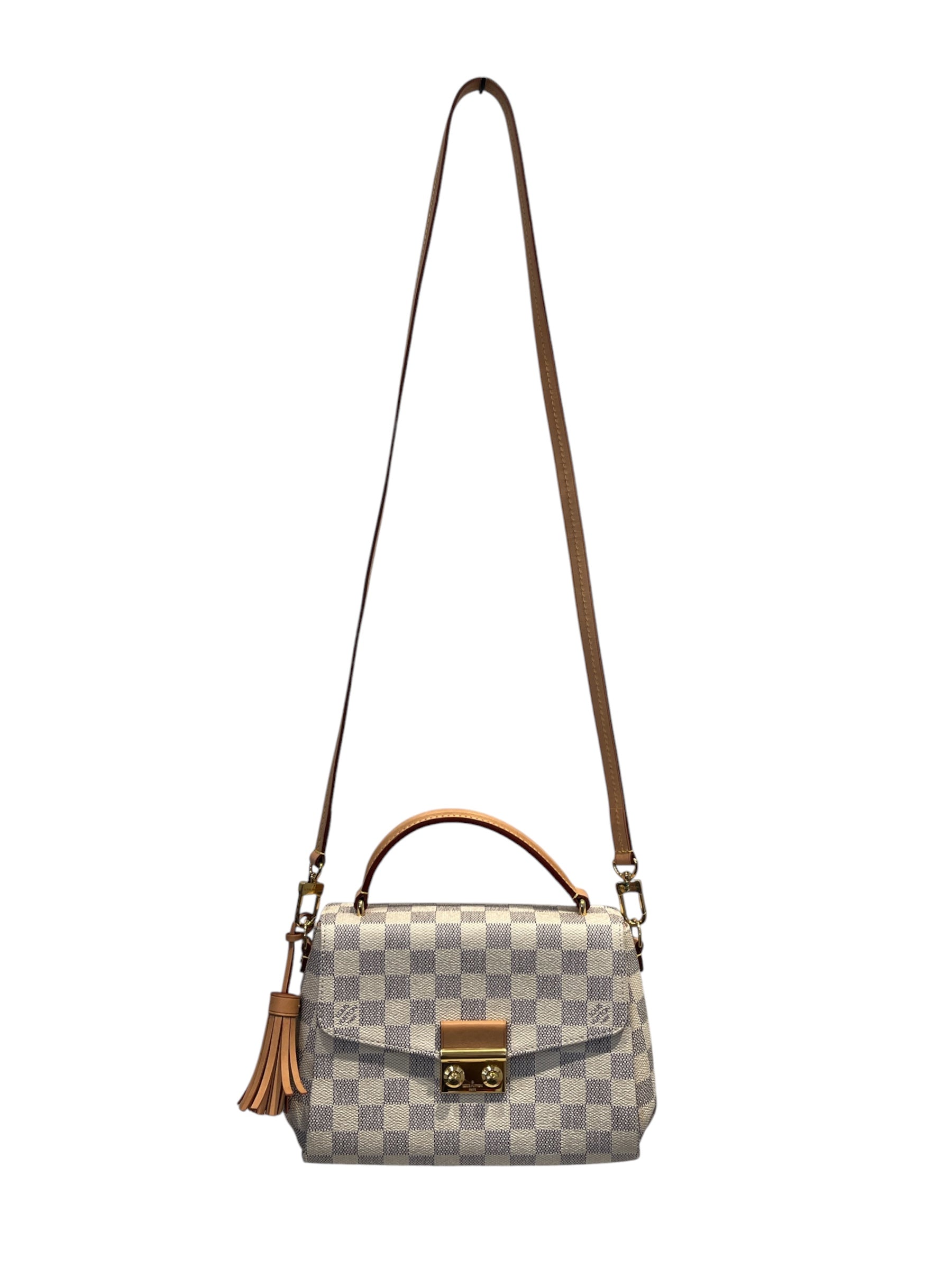 LOUIS VUITTON/Cross Body Bag/Gingham Check/Leather/CRM/DAHMIER AZUR CROISETTE view 6