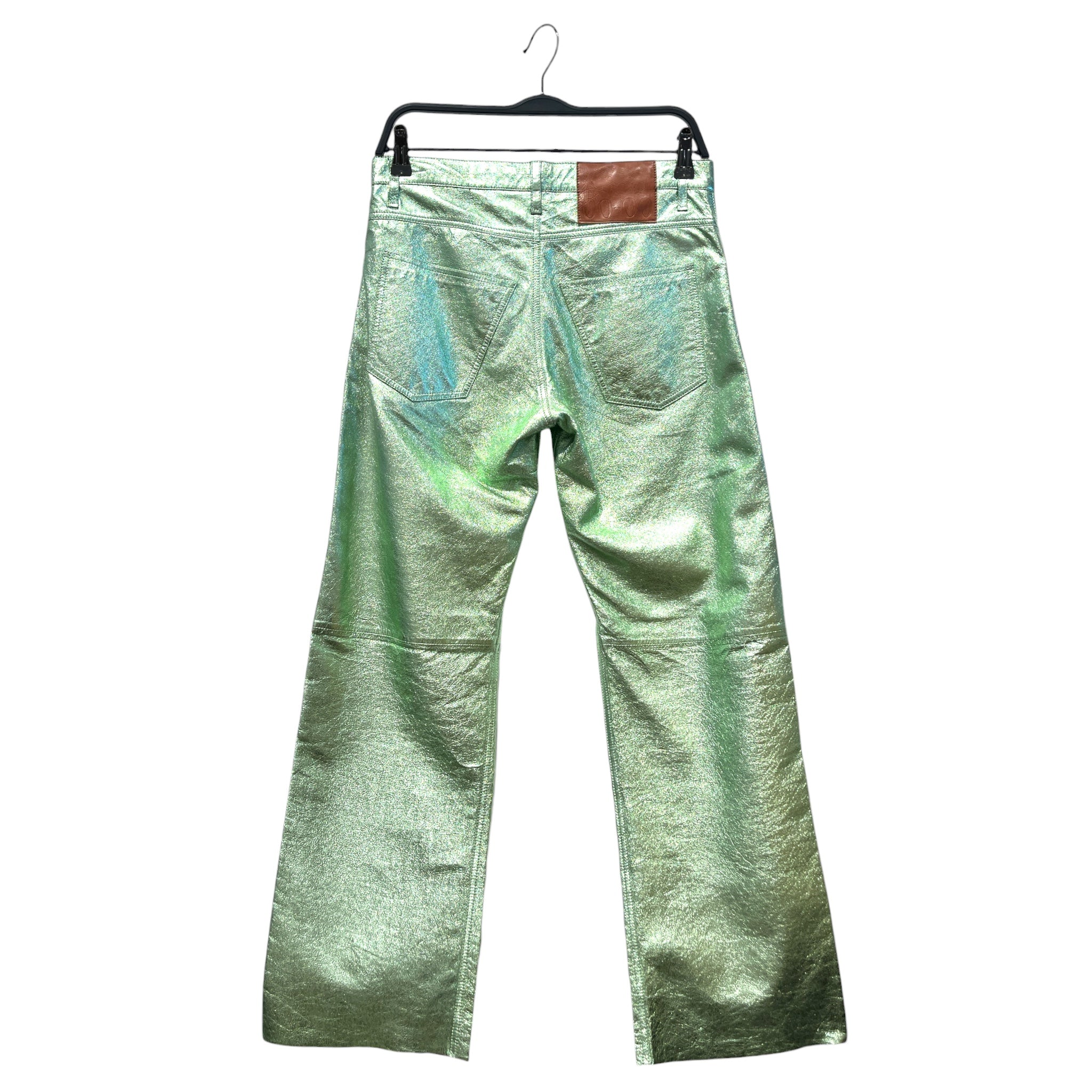 Miuit /Wide Leg Pants/34/Iridescent/Leather/GRN/High-waisted/Shimmering Green Metallic view 2