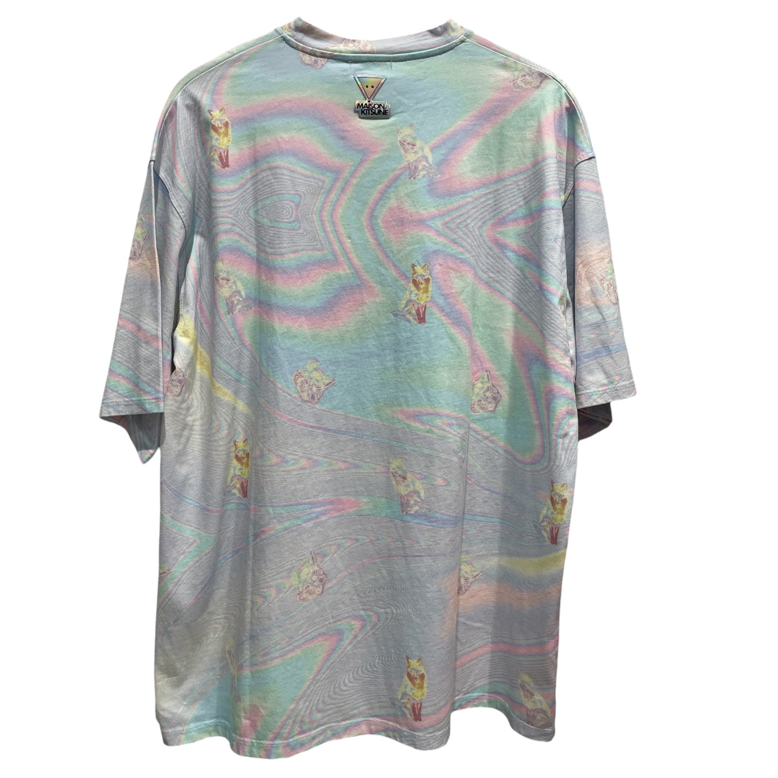 MAISON KITSUNE/T-Shirt/M/Cotton/BLU/All Over Print/Blue Hologram Fox Print Tee view 2