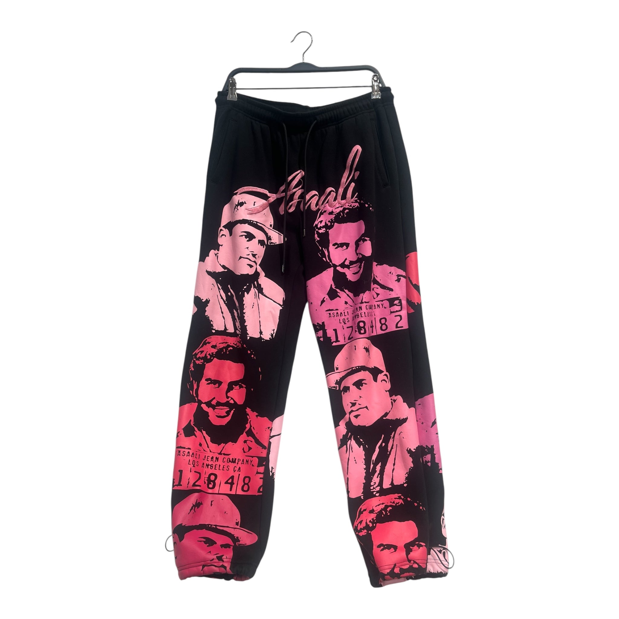 asaali/Pants/L/Cotton/BLK/Graphic/pnk faces view 1
