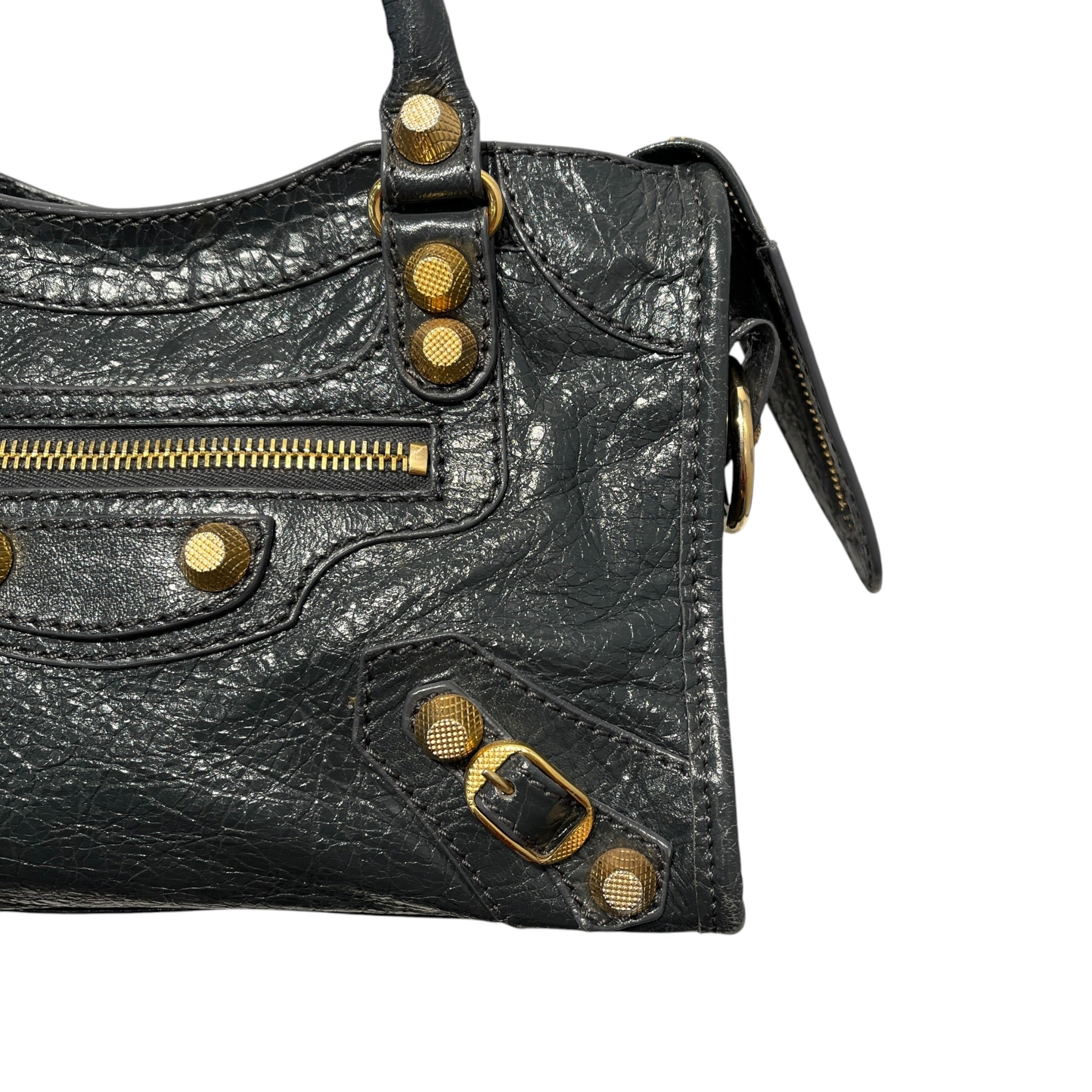 BALENCIAGA/Cross Body Bag/Leather/GRY/Dark Gray Agneau Mini City Bag view 5