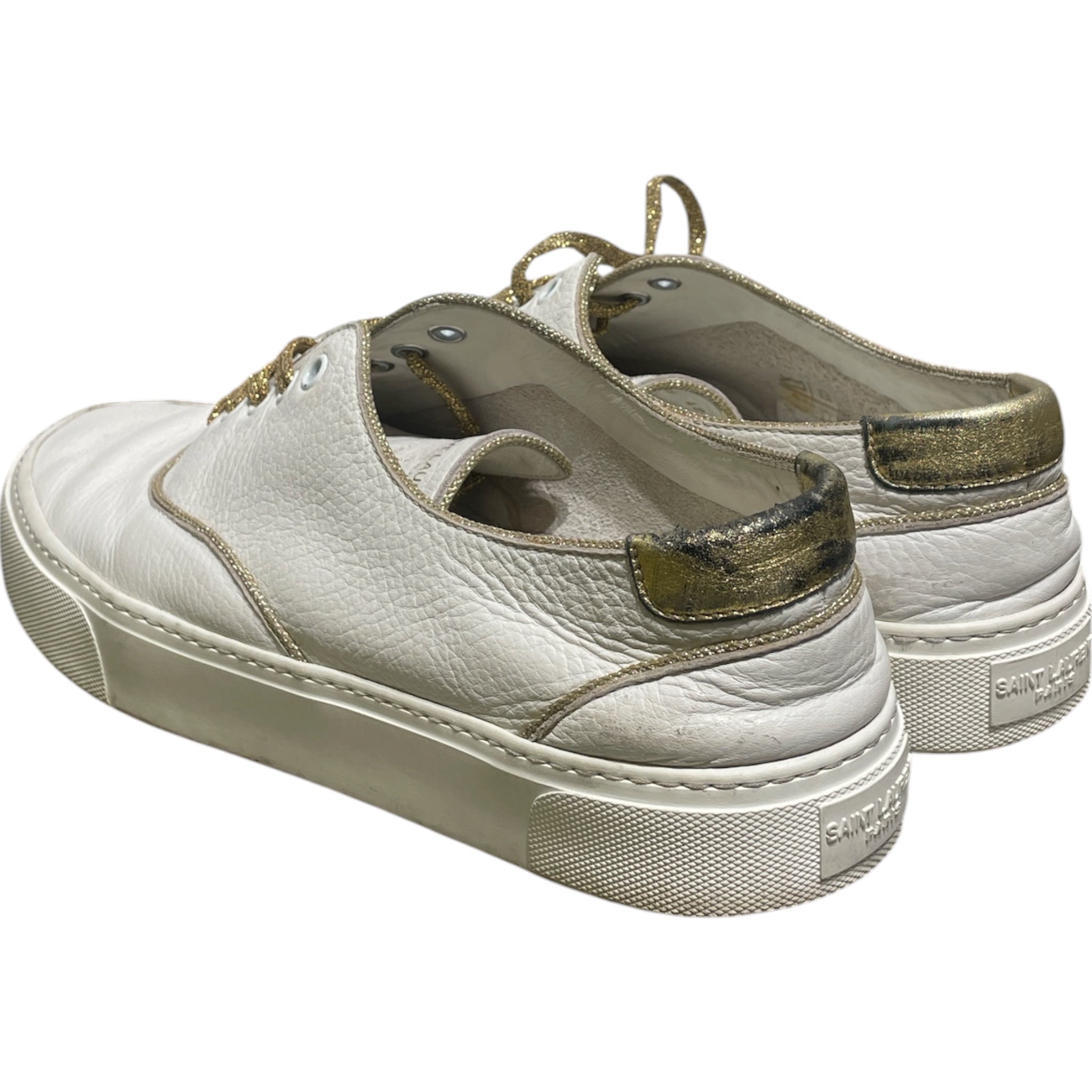 SAINT LAURENT/Low-Sneakers/US 9/Leather/WHT/Venice Low Gold Lace view 2