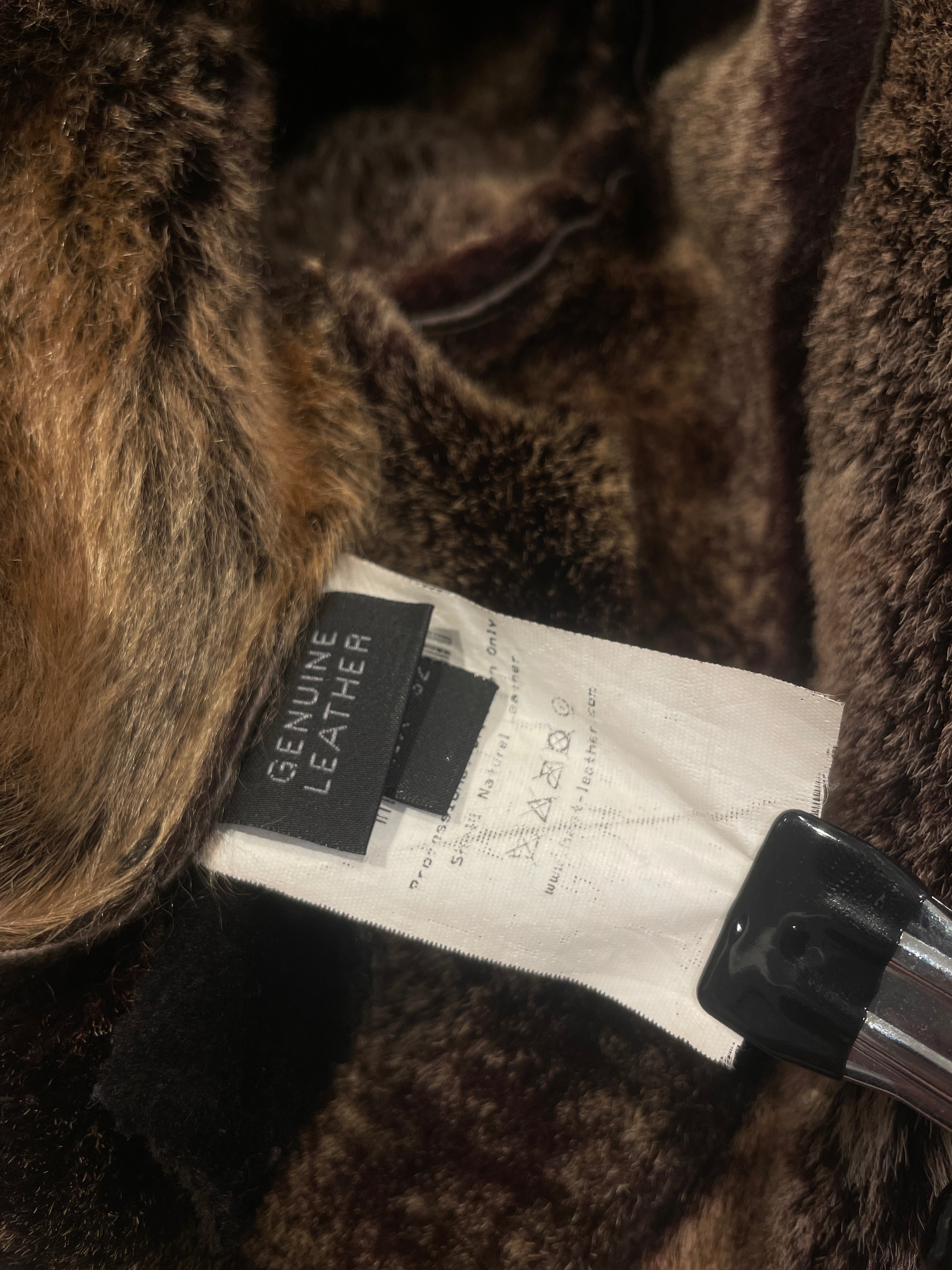 Vintage/Coat/34/Leather/BRW/HOOD/ REAL FUR LINING/BIG ZIP view 3