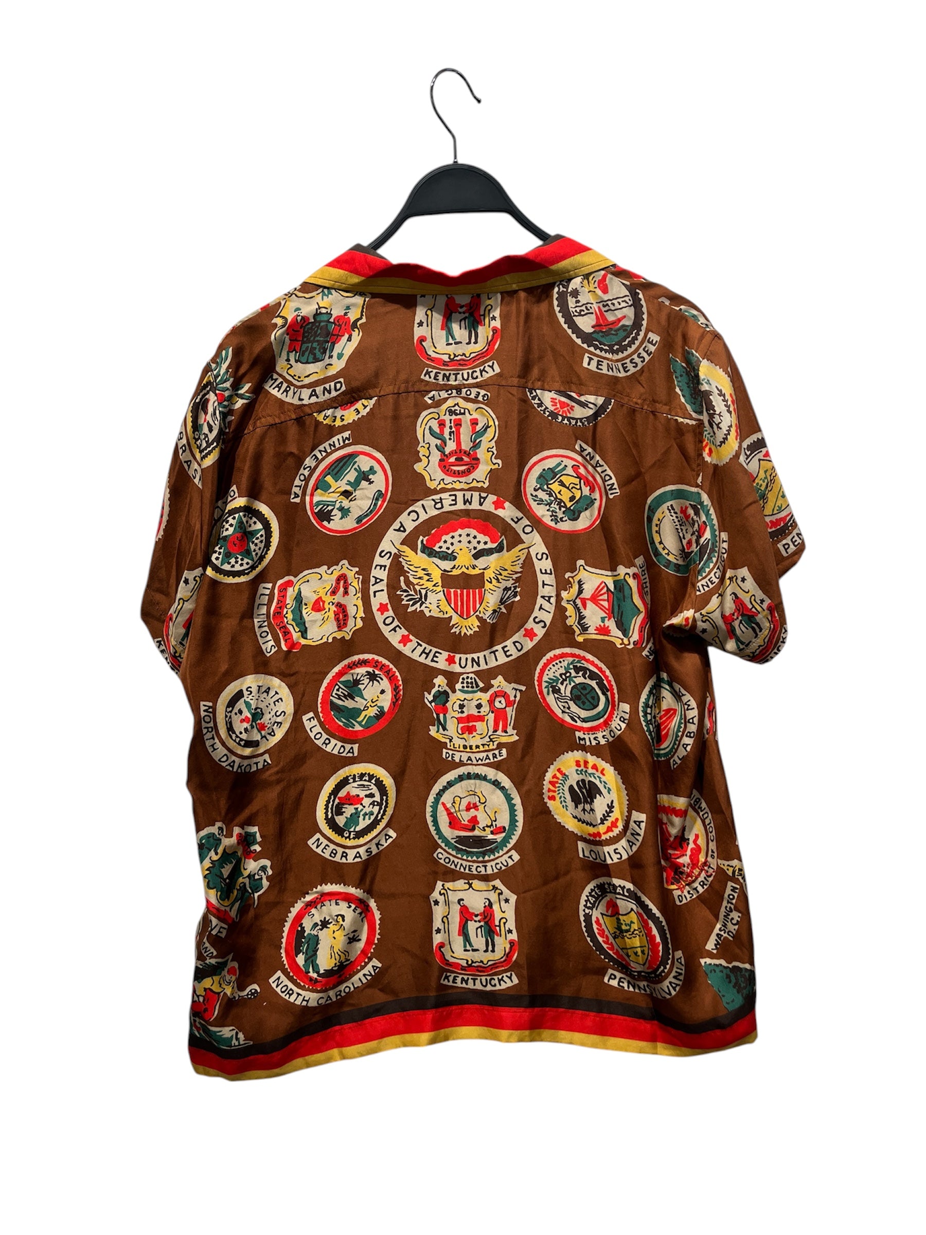 BODE/SS Shirt/L/Silk/BRW/All Over Print/STATES LOGO RED/YELLOW view 2
