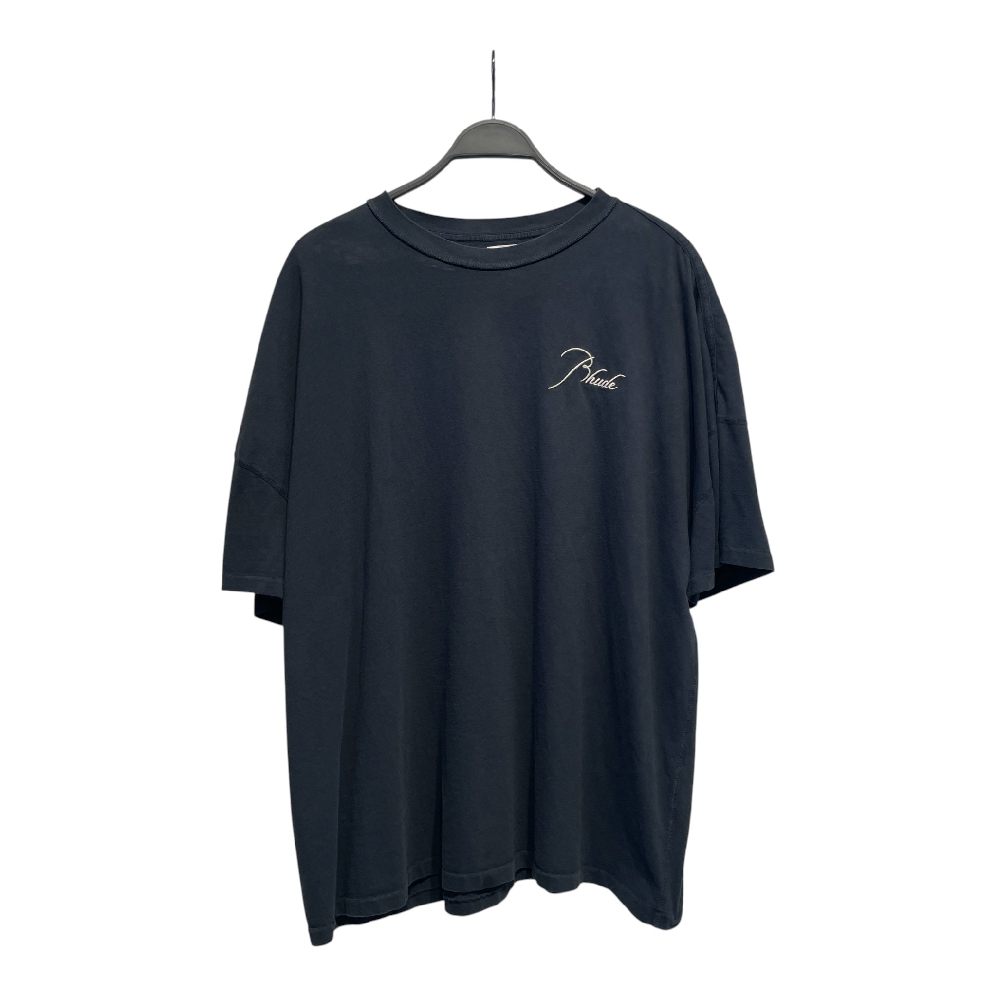 RHUDE/T-Shirt/XXL/Cotton/BLK/CURSIVE EMBROIDERY view 1