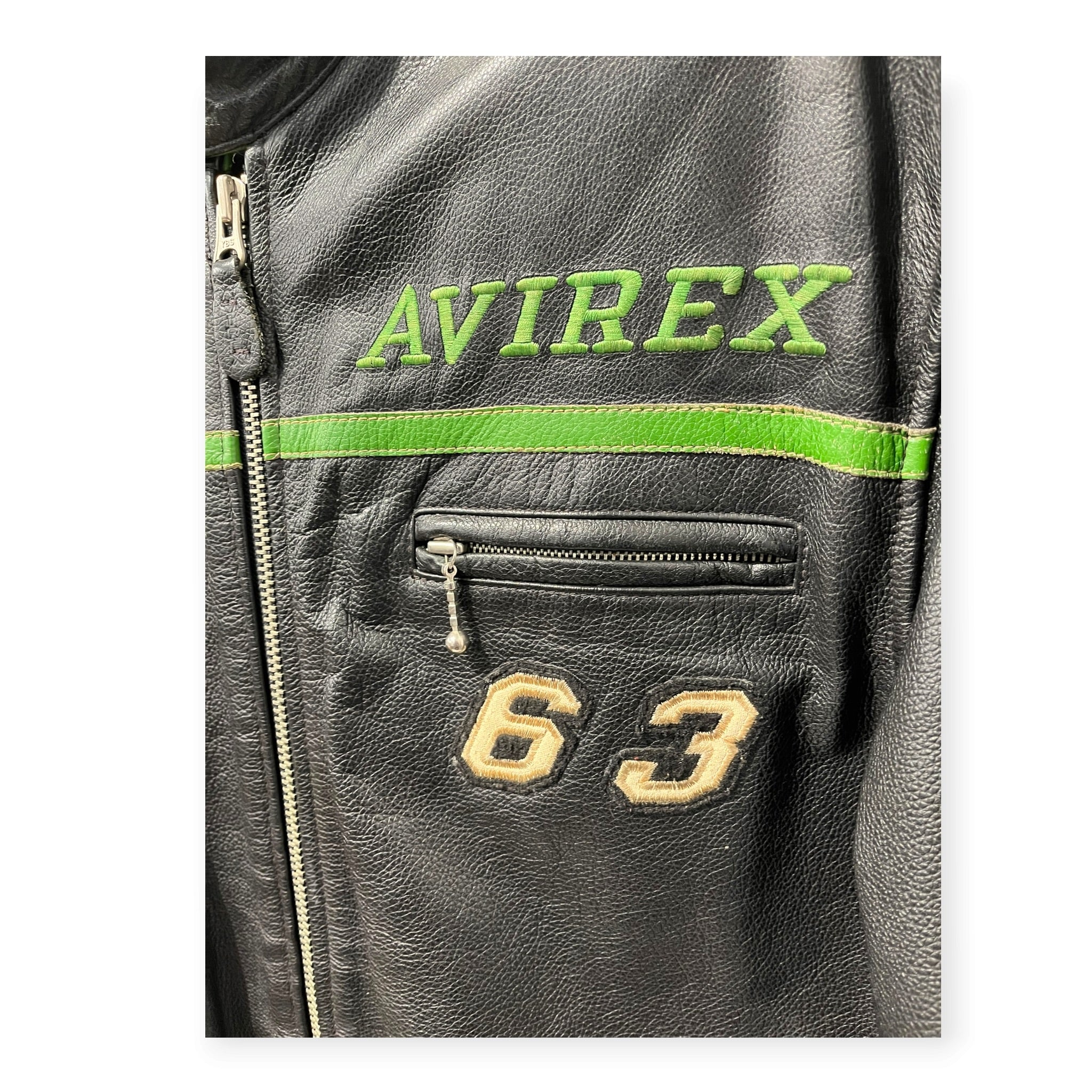 AVIREX/Leather Jkt/M/Leather/BLK/Graphic/GREEN ACCENTS 63 MOTO view 3