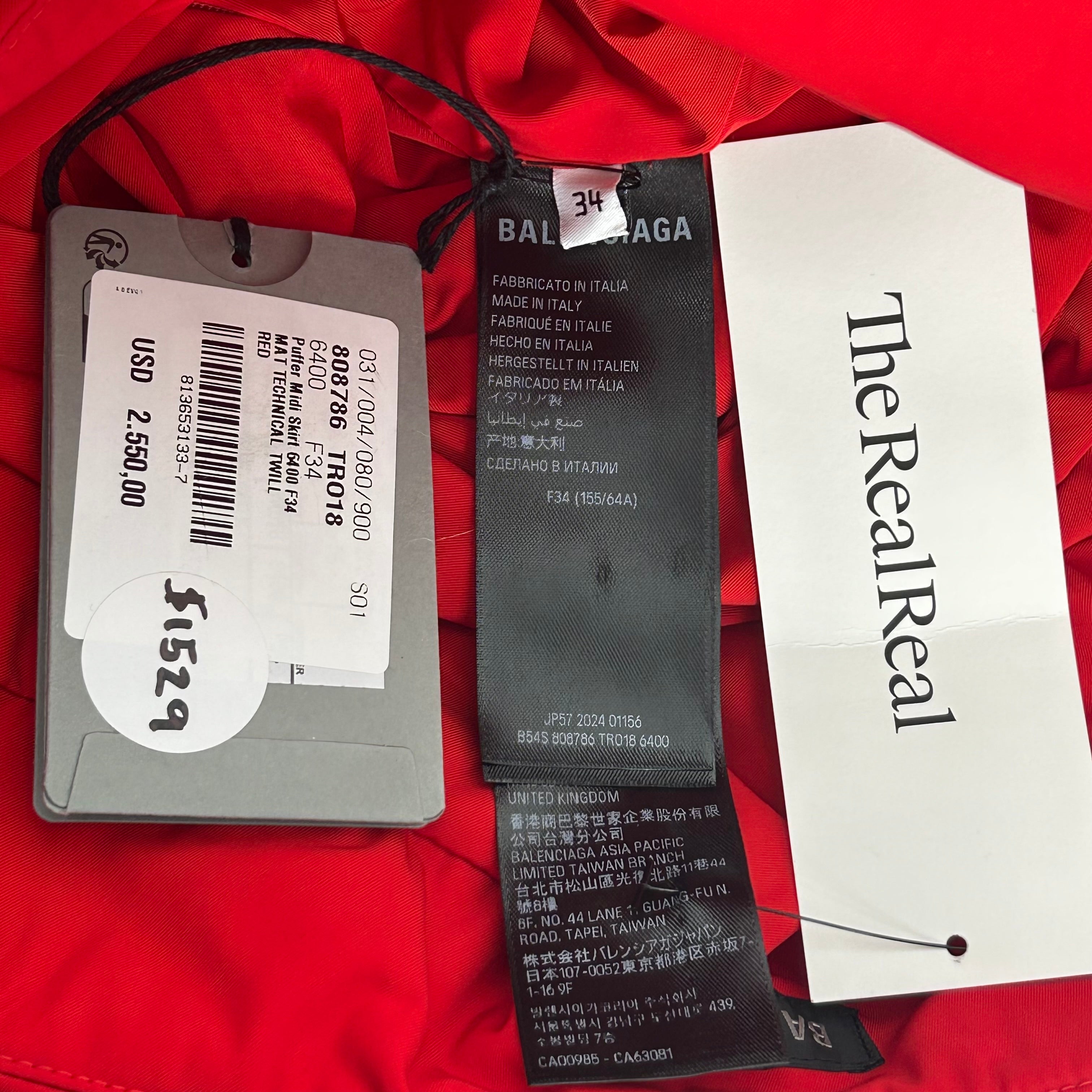 BALENCIAGA/Skirt/34/Polyester/RED/puffer skirt view 4