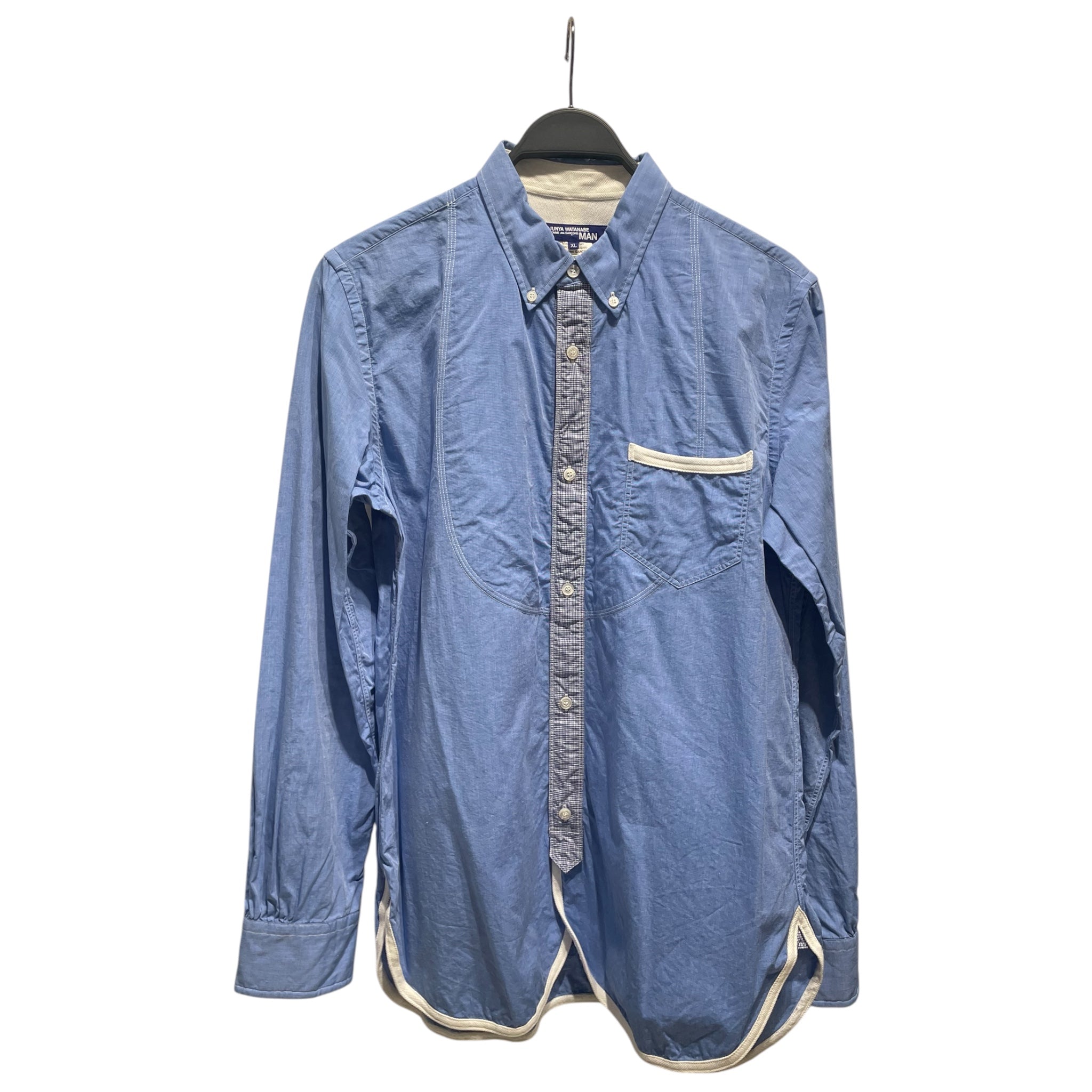 JUNYA WATANABE COMME des GARCONS MAN/LS Shirt/XL/Cotton/BLU/BLUE BUTTON UP PLAID BUTTONS view 1