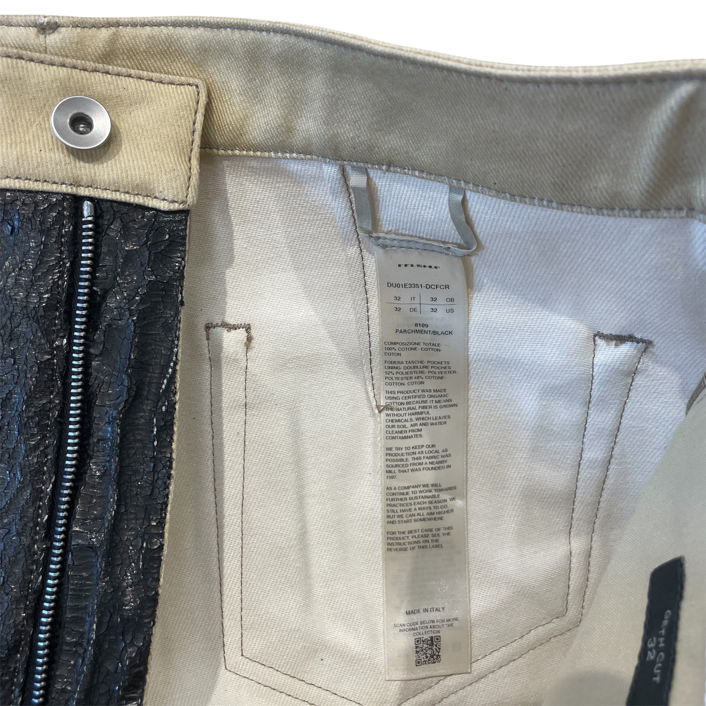RICK OWENS DRKSHDW/Pants/32/Cotton/MLT/Border/SS25 Geth Parchment Jeans view 3