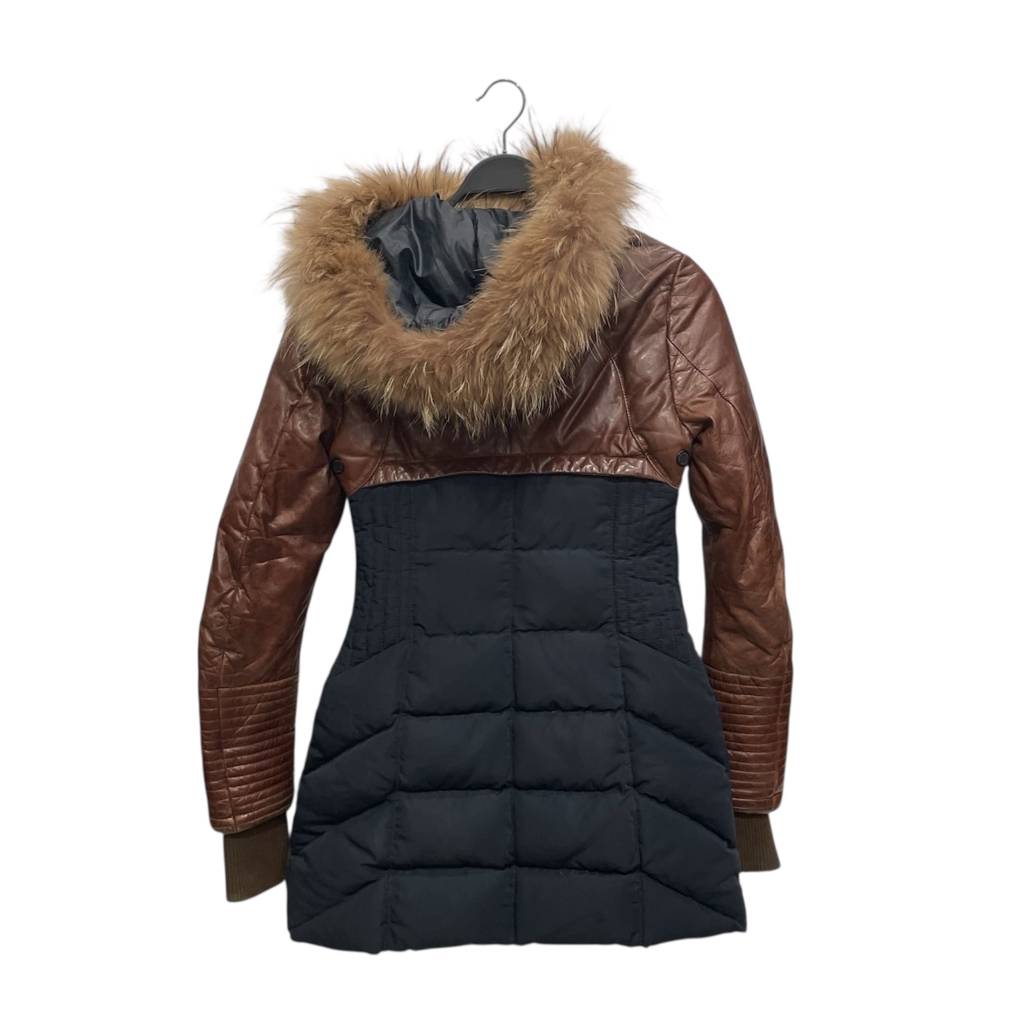 RUDSAK/Coat/S/Leather/BRW/LEATHER/NYLON QUILTED FUR HOOD view 2