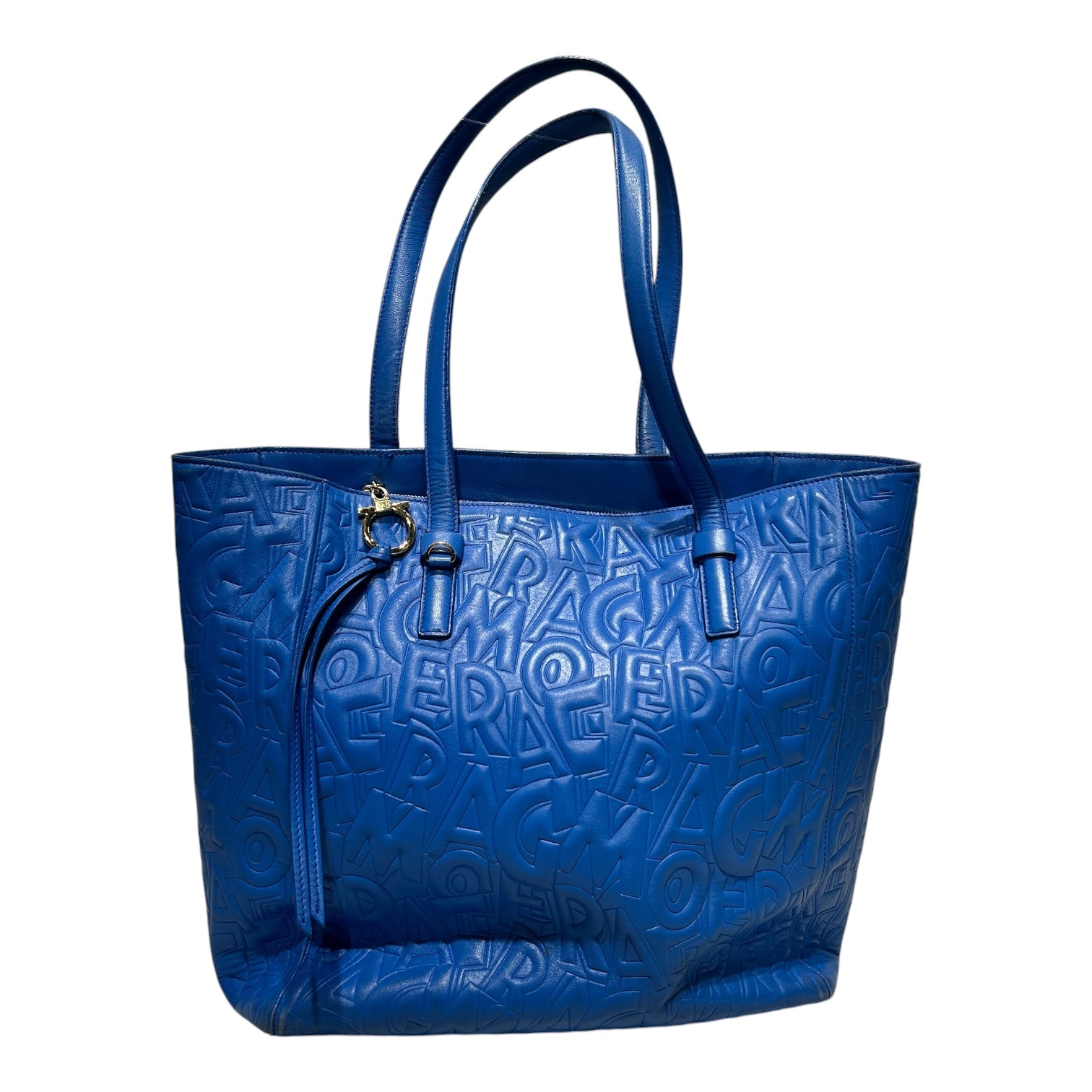 Salvatore Ferragamo/Tote Bag/All Over Print/Leather/BLU/Ferragamo All Over Letters view 1