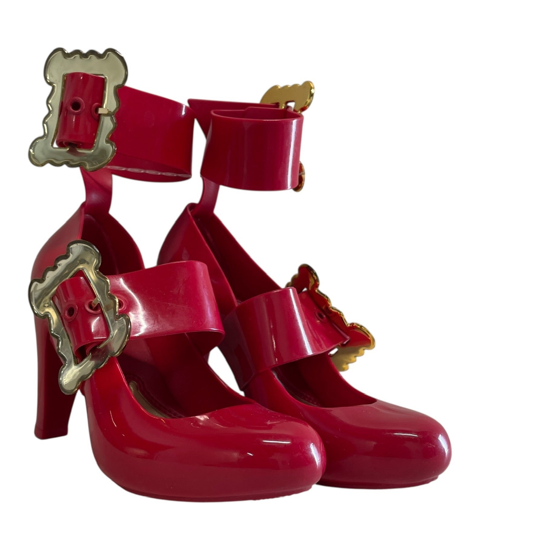 Vivienne Westwood/melissa/Dress Shoes/US 7/RED/GOLD BUCKLE ANKLE STRAP view 1