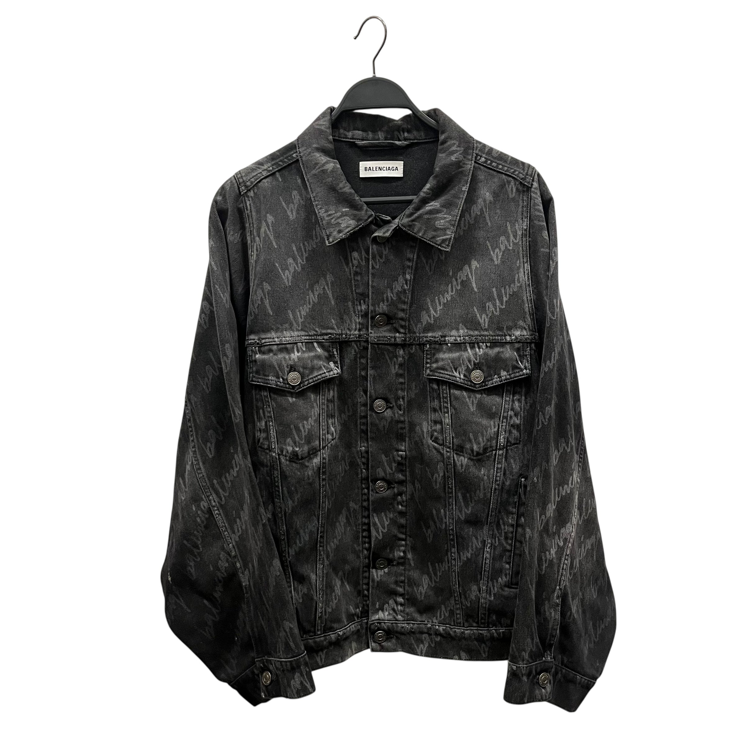BALENCIAGA/Denim Jkt/40/Cotton/BLK/ALL OVER LOGO view 1