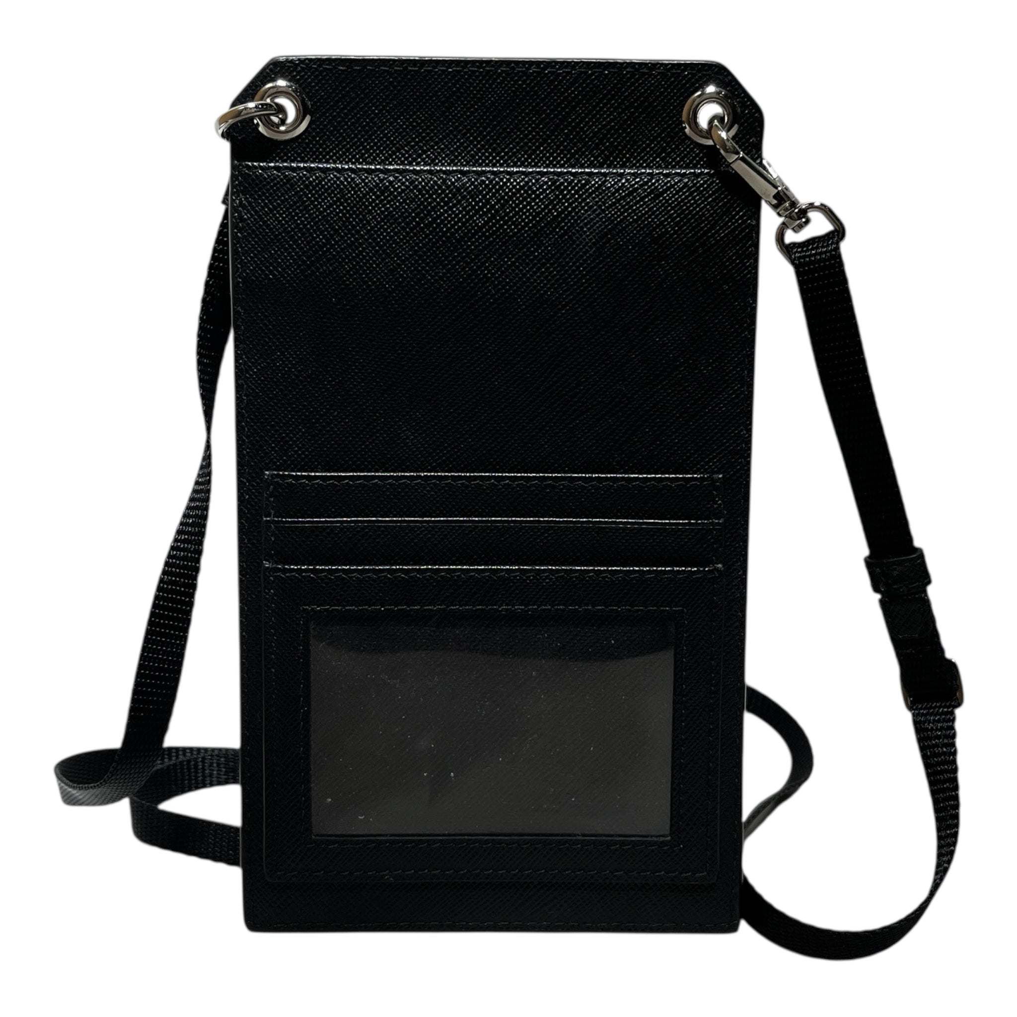 PRADA/Cross Body Bag/Leather/BLK/Saffiano Phone Holder/ Wallet view 2