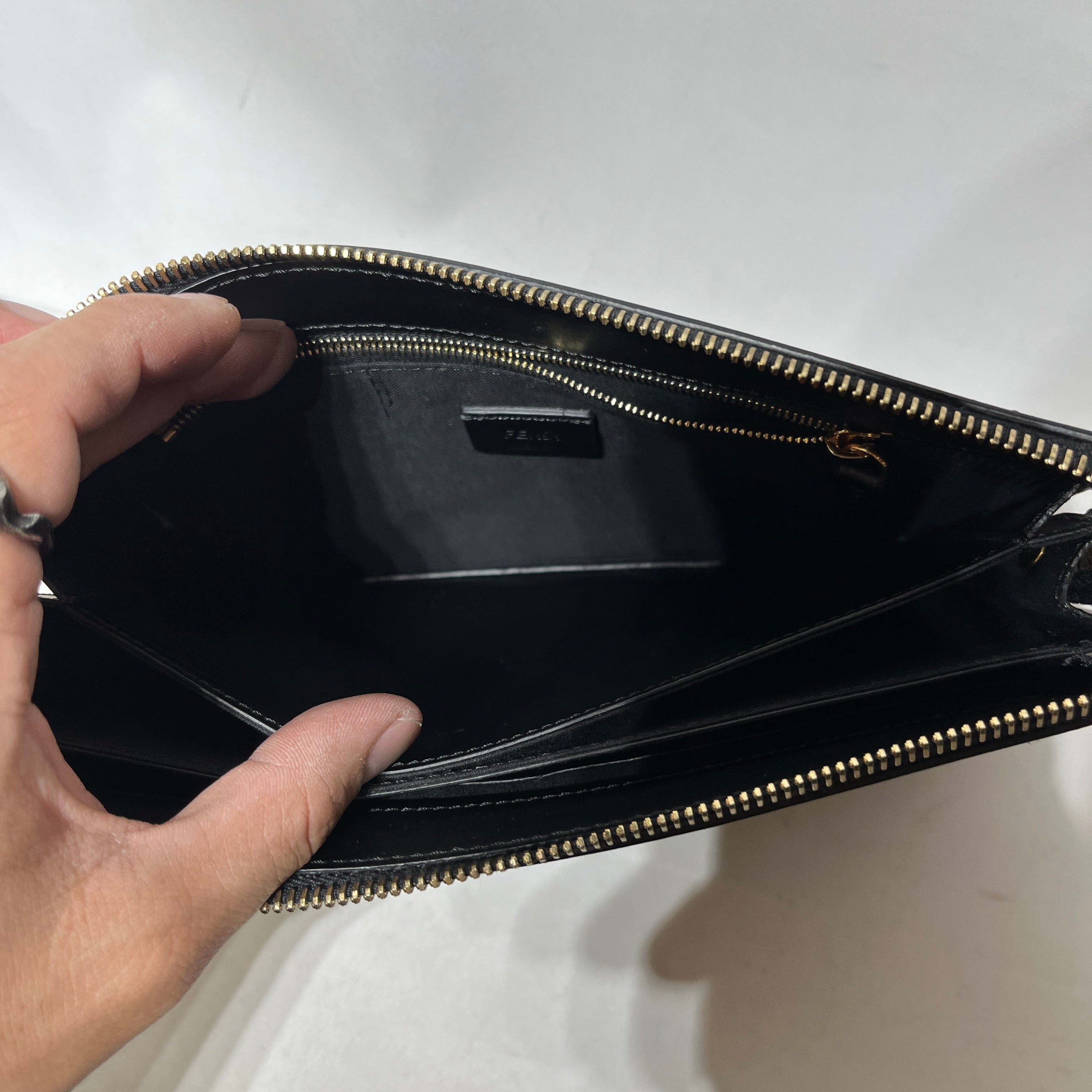 FENDI/Pouch/Leather/BLK/GOLD EYE POUCH view 6